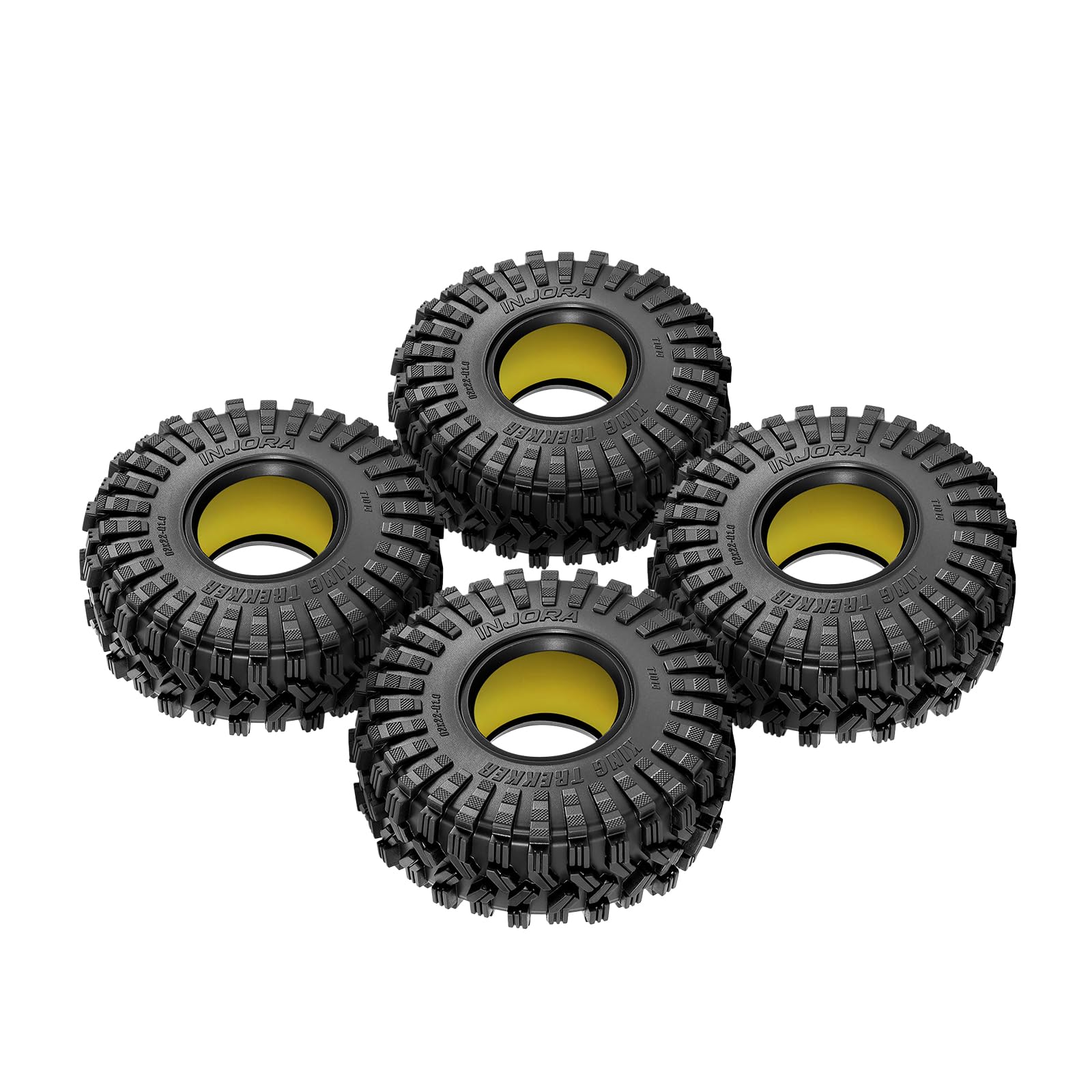 INJORA Set Combinato di Inserti in Gomma Siliconica 1.0 e Pneumatici King Trekker da 1,0" 62 * 22 mm (4) per l'Aggiornamento dei Crawler RC 1/18 TRX4M e 1/24 SCX24