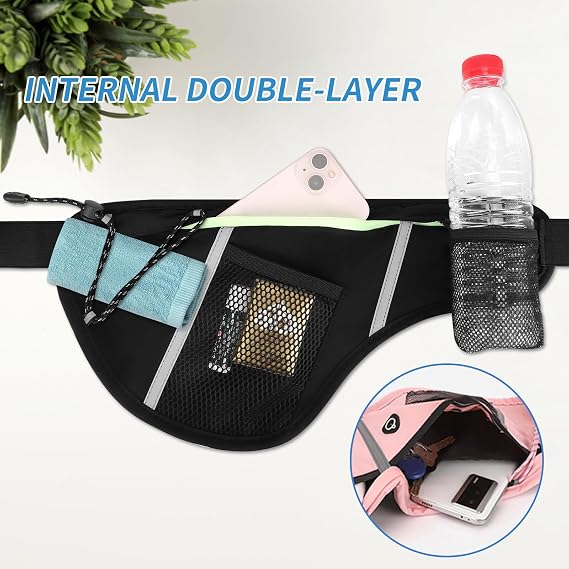 Running Waist Pack for Men/Women -Resistant Fitness Belt Bag, Phone Holder Adjustable Strap, Reflective Gym Waistpack for Hiking, Travel, Jogging (GSP8807, Blue)