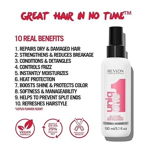 Miniatura 3 de UniqOne Revlon - Tratamiento capilar profesional, producto hidratante sin enjuague, reparación para cabello seco y dañado, promueve un cabello