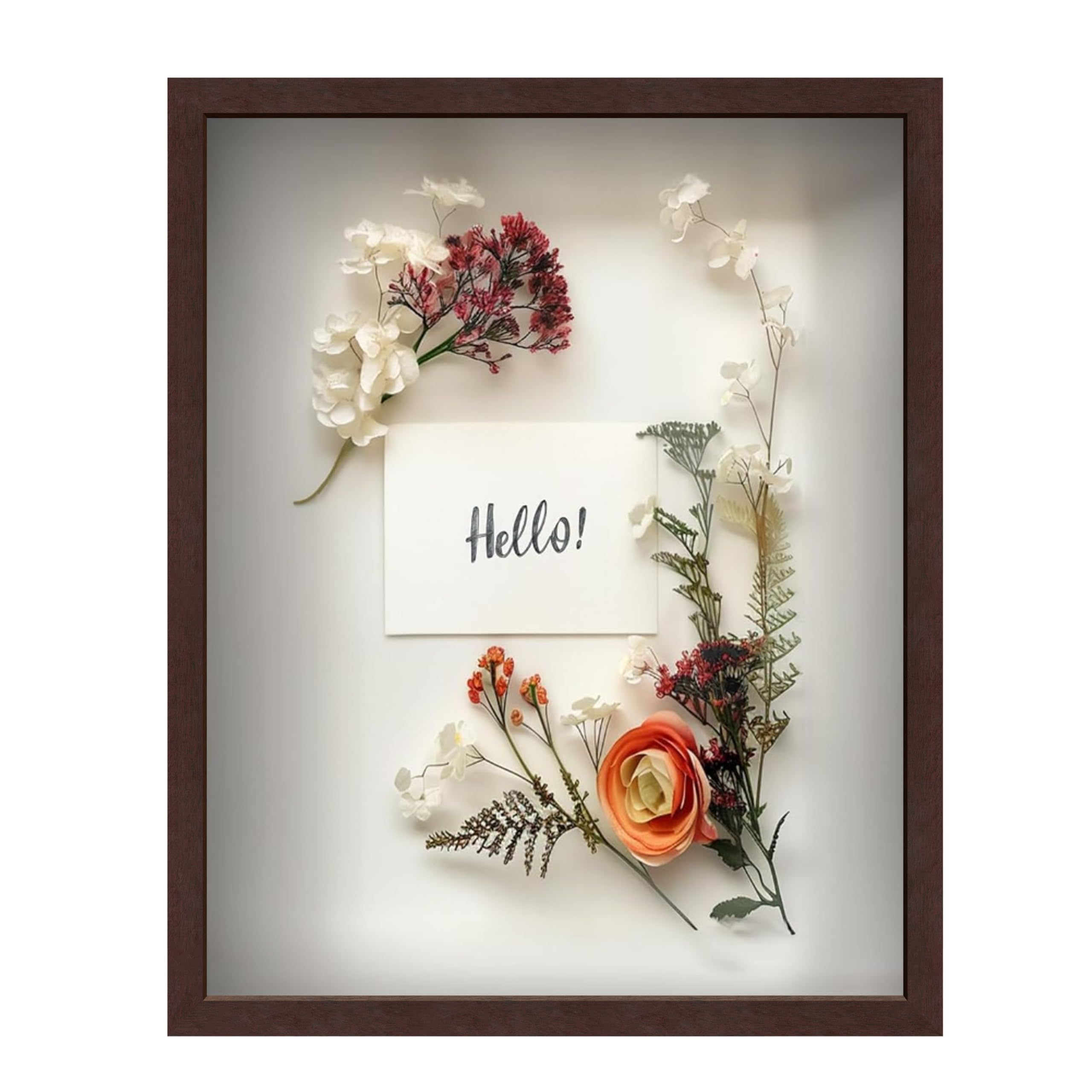 Sponsored Ad - FrameWorks 16" x 20" Original Mahogany Wooden Shadow Box Frame – Soft Felt Back, Tempered Glass, and Included Elegant White Ball Push Pins