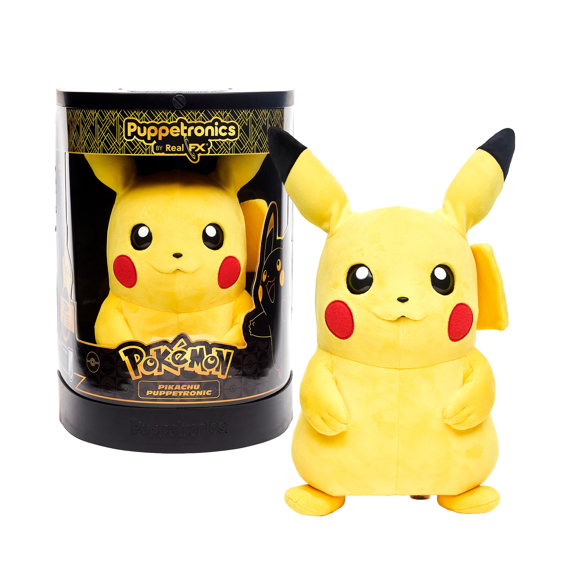 Puppetronic Pikachu Interactive Animatronic Doll, Over 100 Actions and Sounds, Moves Eyes, Ears and Mouth, Talks and Blushes, Includes 4 Attacks, Immersive Experience for Fans, Famosa (REK00000)
