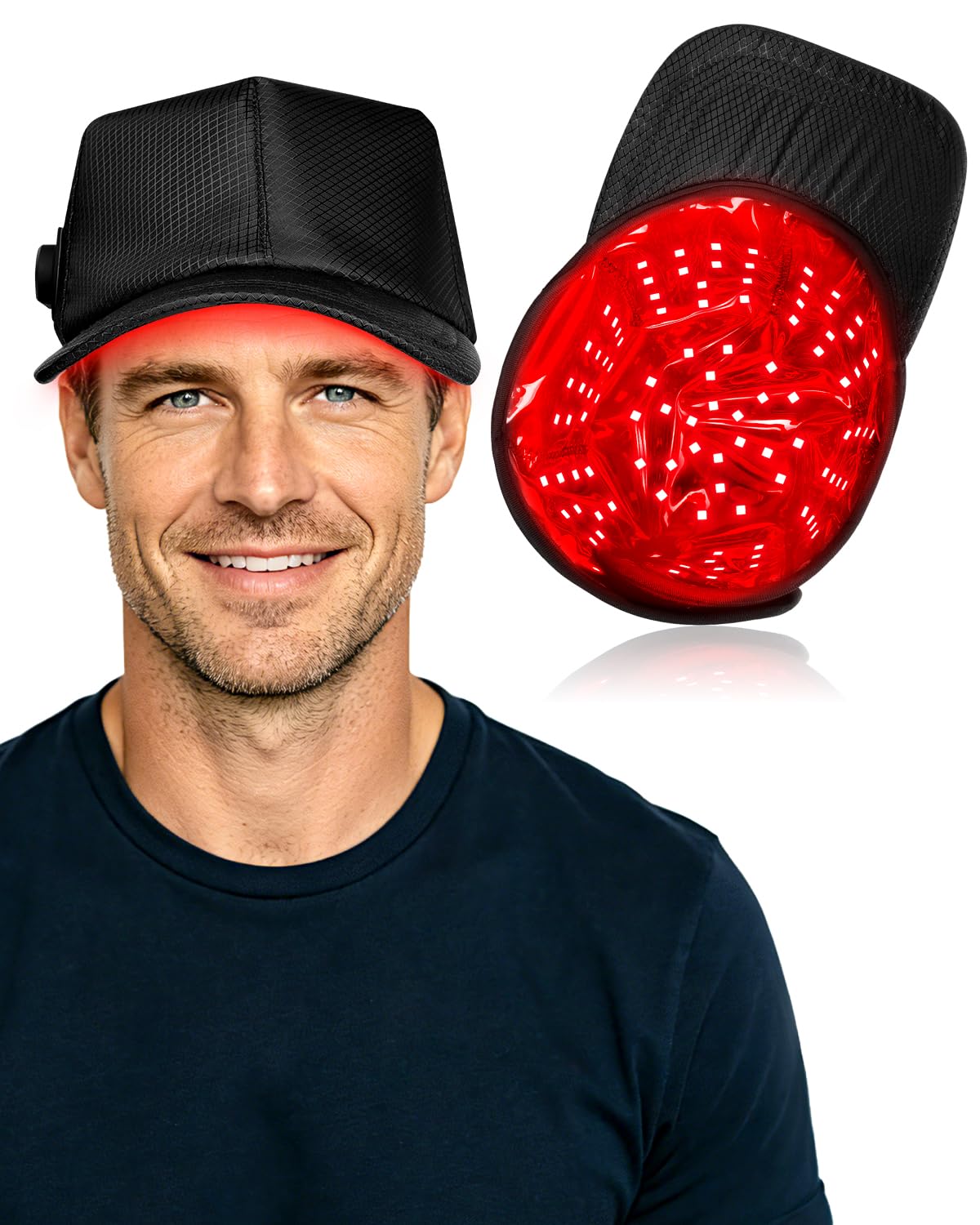 Rotlicht Haarwachstumskappe,660nm*100pcs+850nm*200pcs Haarwuchskappe Einstellbare,4 Modi & 3 Helligkeitsstufen Rotlicht Haare Einstellbare Größe,20-min Auto-Abschaltung