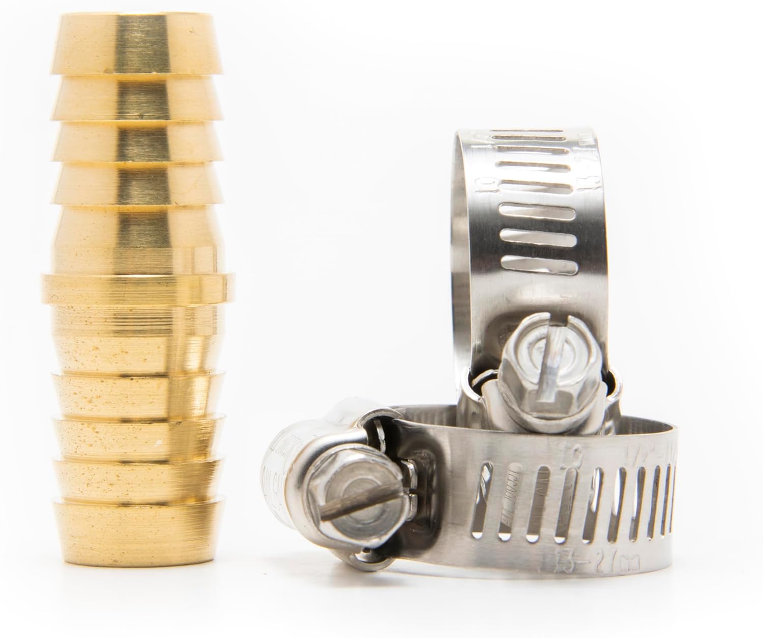5-Pack Heavy-Duty 3/4-in. Brass Coupling with Stainless Steel Clamps (Hose Repair)