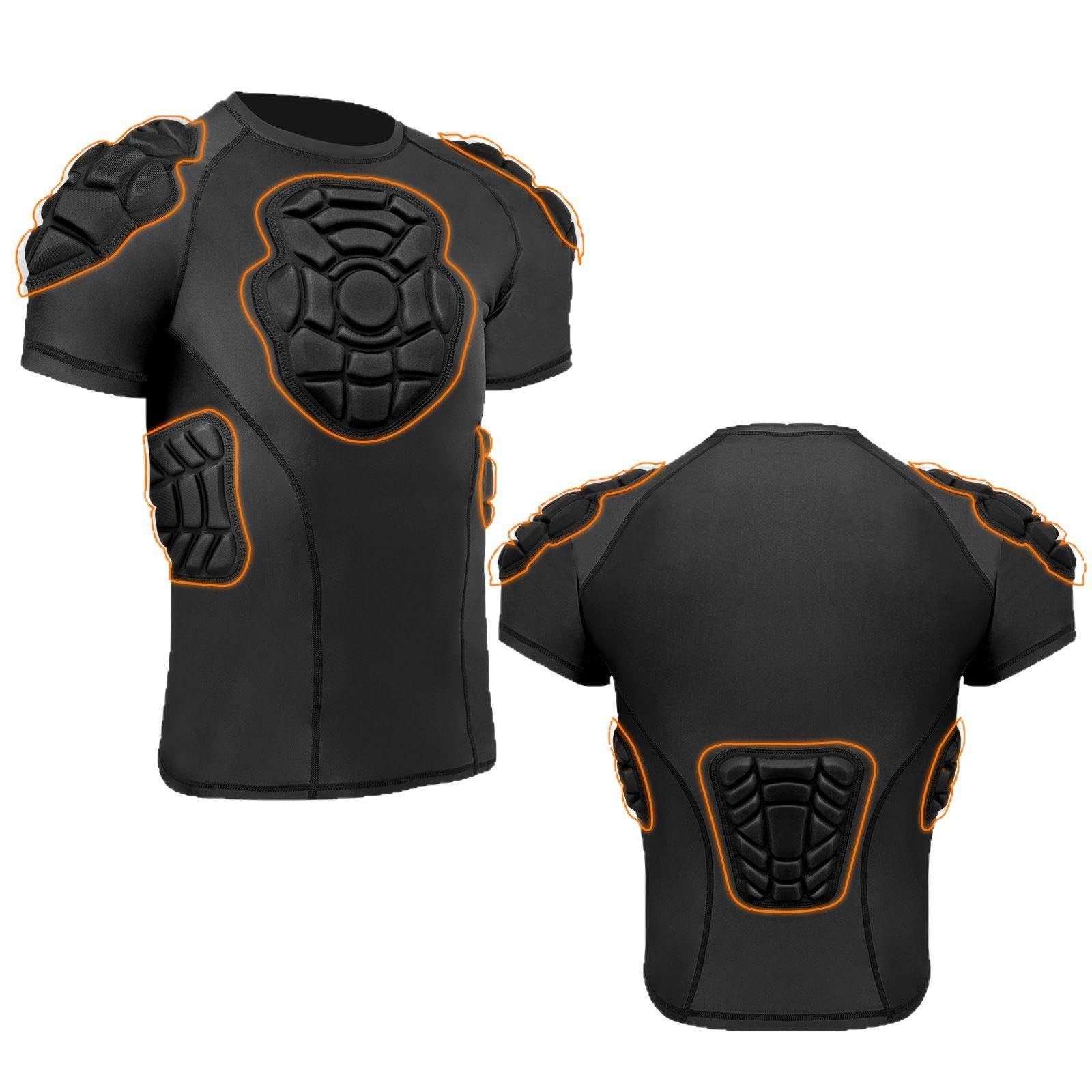 Milageto T-Shirt de Protection rembourré pour Homme, Haut léger et Multifonction pour activités de Plein air, Rugby