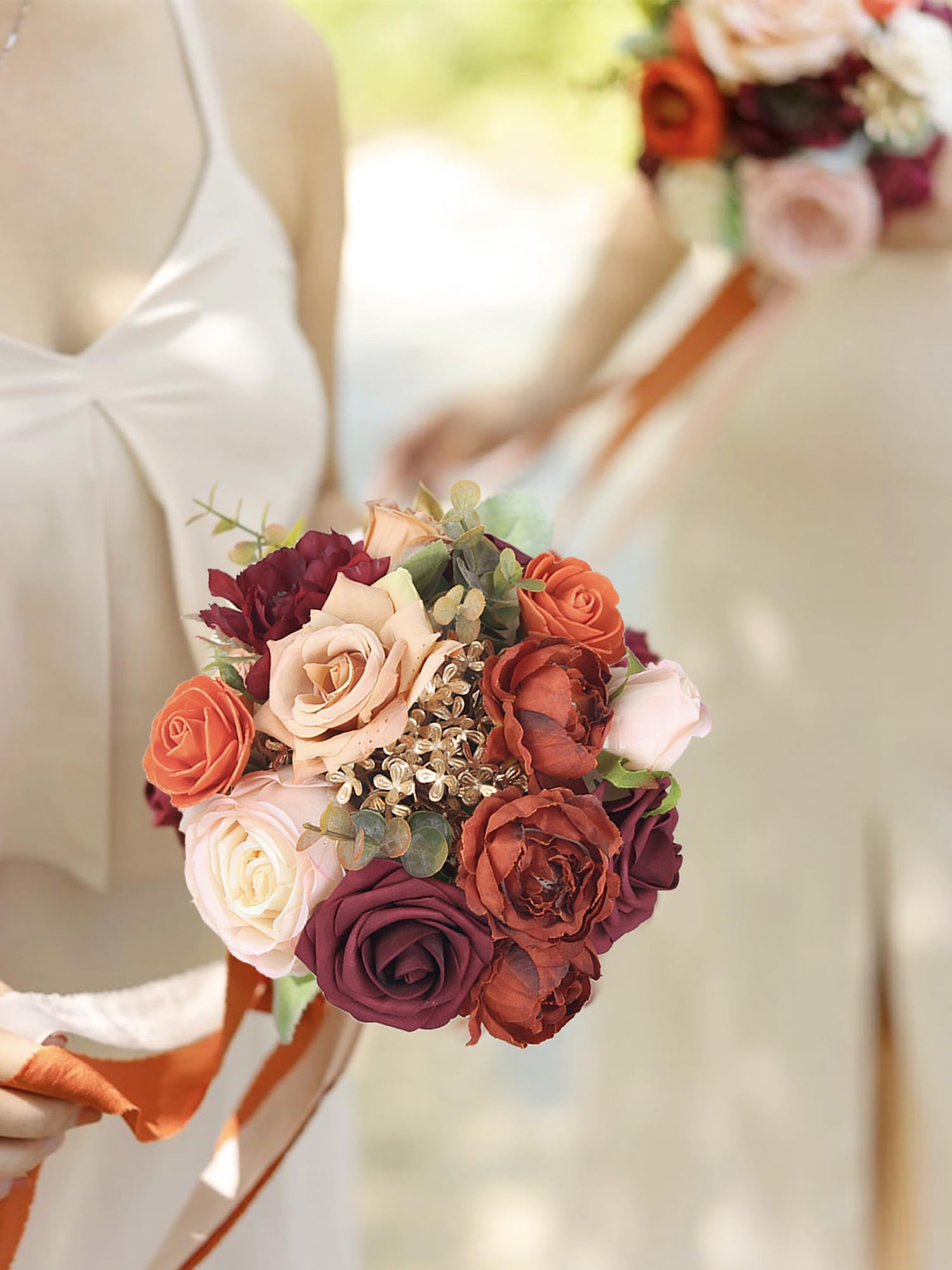 Amazon.com: Rinlong 1Pc Fall Wedding Bouquets for Bridesmaids Bride Burnt  Orange Terracotta Bridesmaid Bridal Bouquet for Wedding Prom : Home &  Kitchen