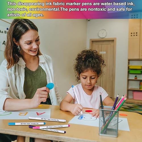 Miniatura 3 de Pilipane Bolígrafos de marcado de tela, tinta desaparecida que desaparece soluble en agua, marcador borrable por aire, rotulador para acolchar,