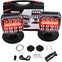 Wireless Trailer Lights Kit with 110 Adjustable Bracket, Magnetic LED Tow Lights, USB-C Rechargeable Tail Lights for Truck Boat RV Camper Turn Signal Brake Reverse Stop, IP67 Waterproof