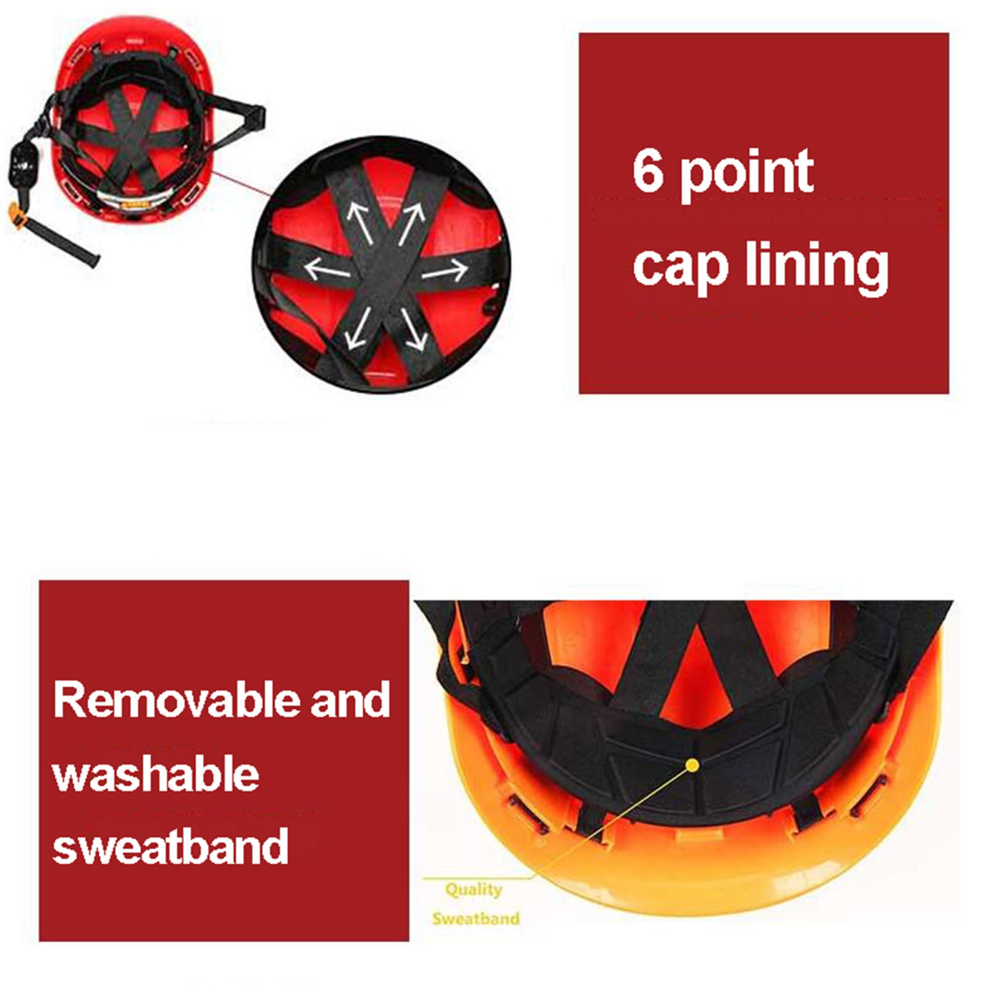 Casque de Sécurité Casque de Sécurité Hautement Durable Avec Visière, Ventilé, Ceinture En Y À 6 Points Avec Protection À Cliquet Coulissant Casquette de Sécurité Casquette