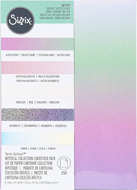 Sizzix Surfacez Opulent Cardstock A4 Mystical 50 Sheets, 665270, One Size
