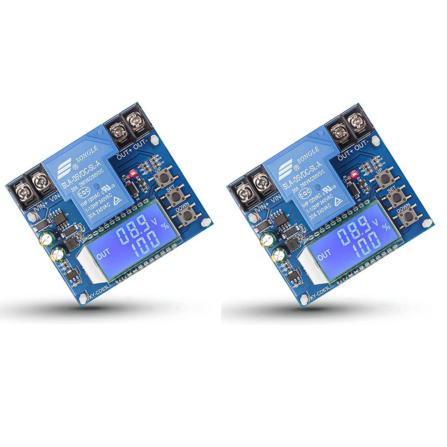 Jnchdghwa Blue 2X Low Voltage Cutoff, Dc 6V-60V Low Voltage Protector Disconnect Switch Discharge Protector