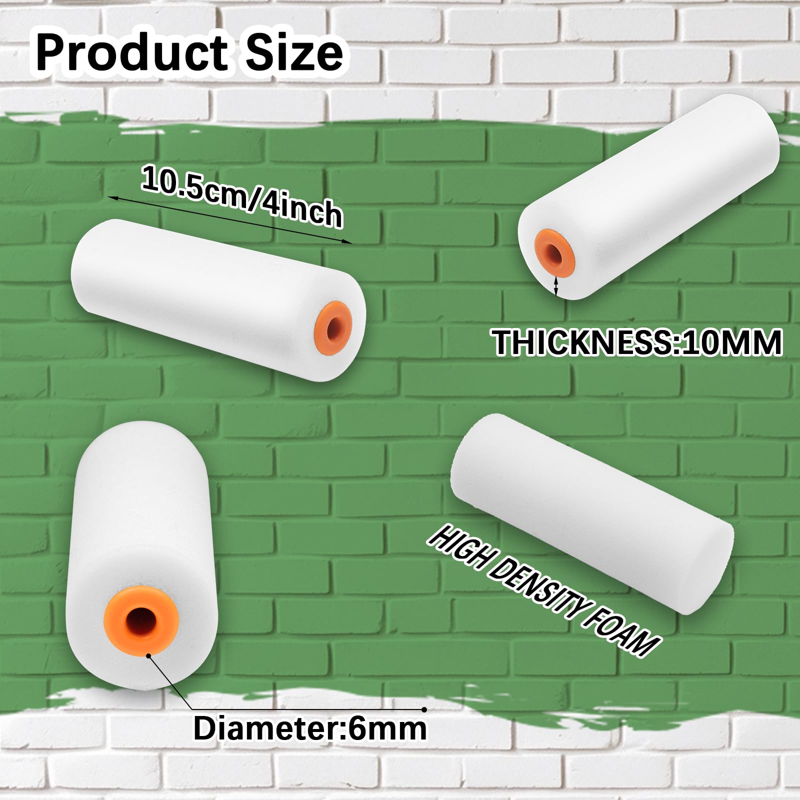 Lot de 100 mini rouleaux de peinture en mousse haute densité de 10,2 cm pour murs apportant des finitions lisses et des surfaces planes