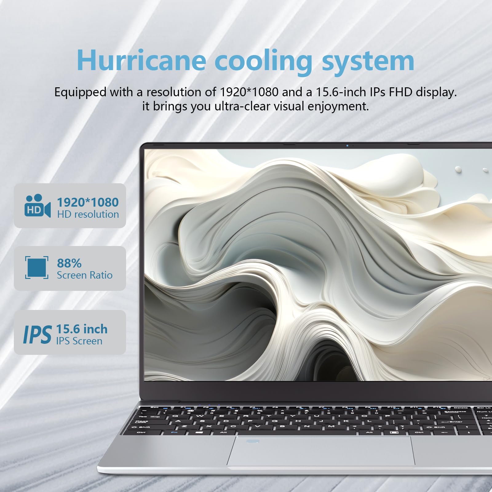 Ekonavi Portatile PC 15,6 pollici, 16 GB di RAM 512 GB SSD Celeron N5095 Notebook, Laptop 1920 * 1080 FHD Touch ID Dual-Band WiFi Win11 Pro, con tastiera retroilluminata full size