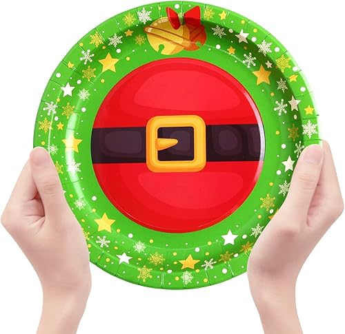 Miniatura 4 de ceiba tree Platos de papel de Navidad, 60 unidades, platos desechables de 9 pulgadas, suministros de cena de vacaciones de invierno