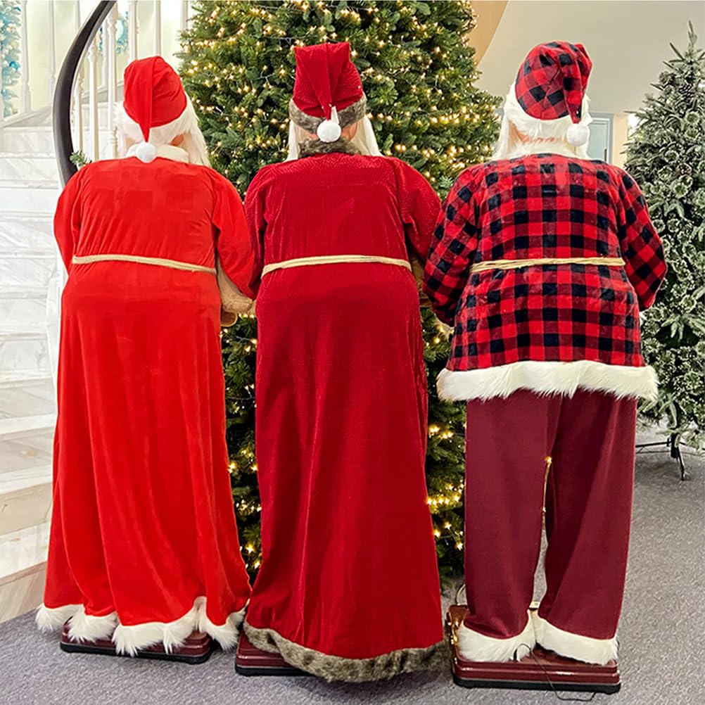 Figura de peluche animada de Papá Noel de tamaño real, 4 pies con luces y música, decoración navideña para interiores