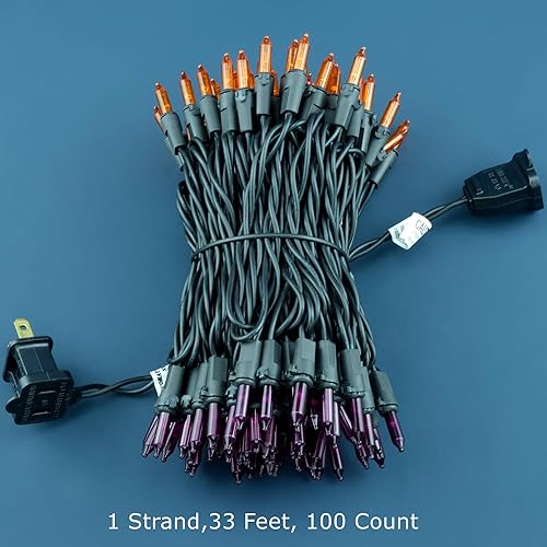 Miniatura 6 de YULETIME Guirnalda de luces de maíz caramelo con cable marrón, 66 pies, 200 unidades de luz de Navidad con certificación UL, paquete de 2 juegos de