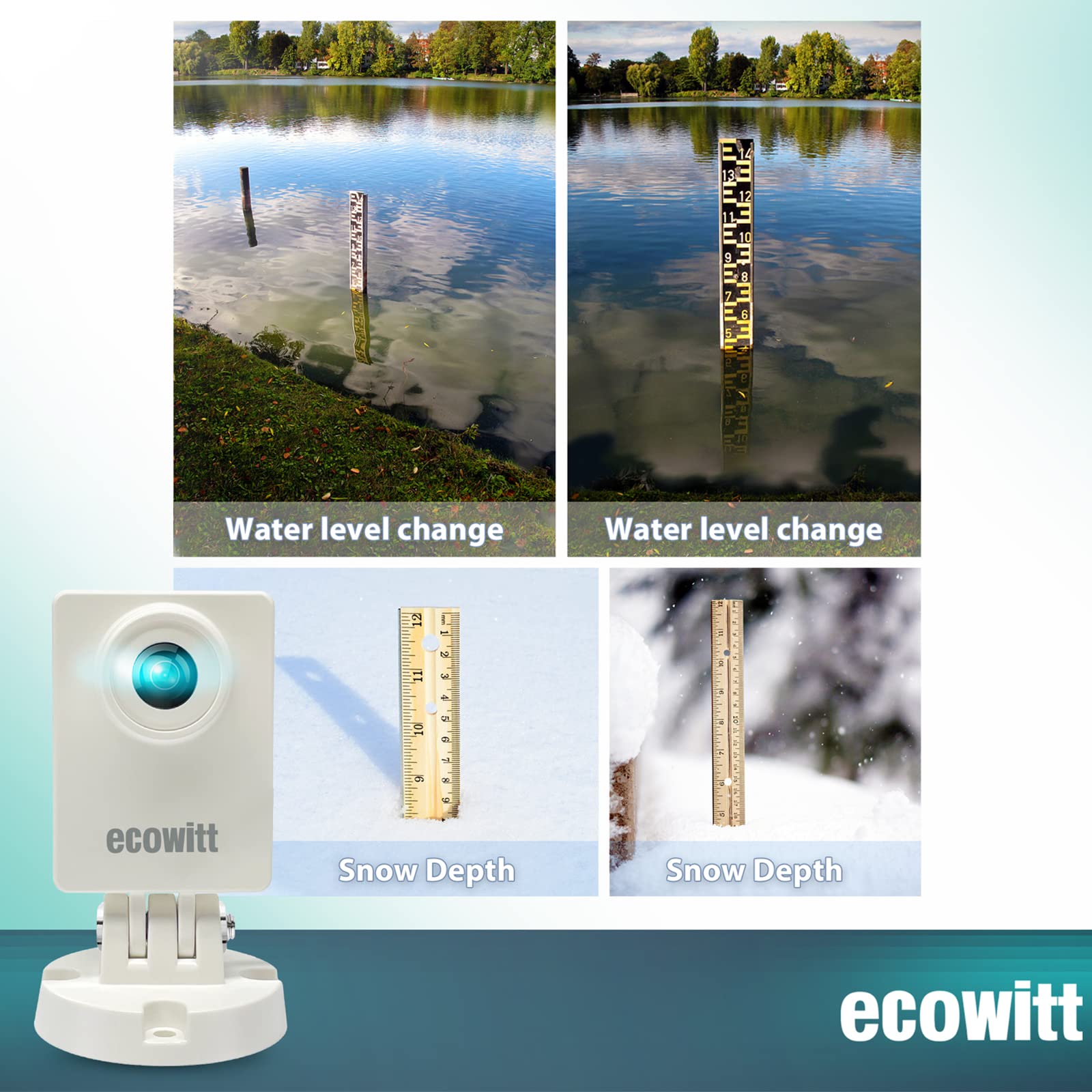 ECOWITT WittCam Kamera zewnętrzna HP10, wewnętrzna i zewnętrzna kamera podłączona do sieci Wi-Fi IP66, wodoodporność FOV150°, szeroki kąt / 2 miliony pikseli, serwer pomocniczy, fotografia poklatkowa