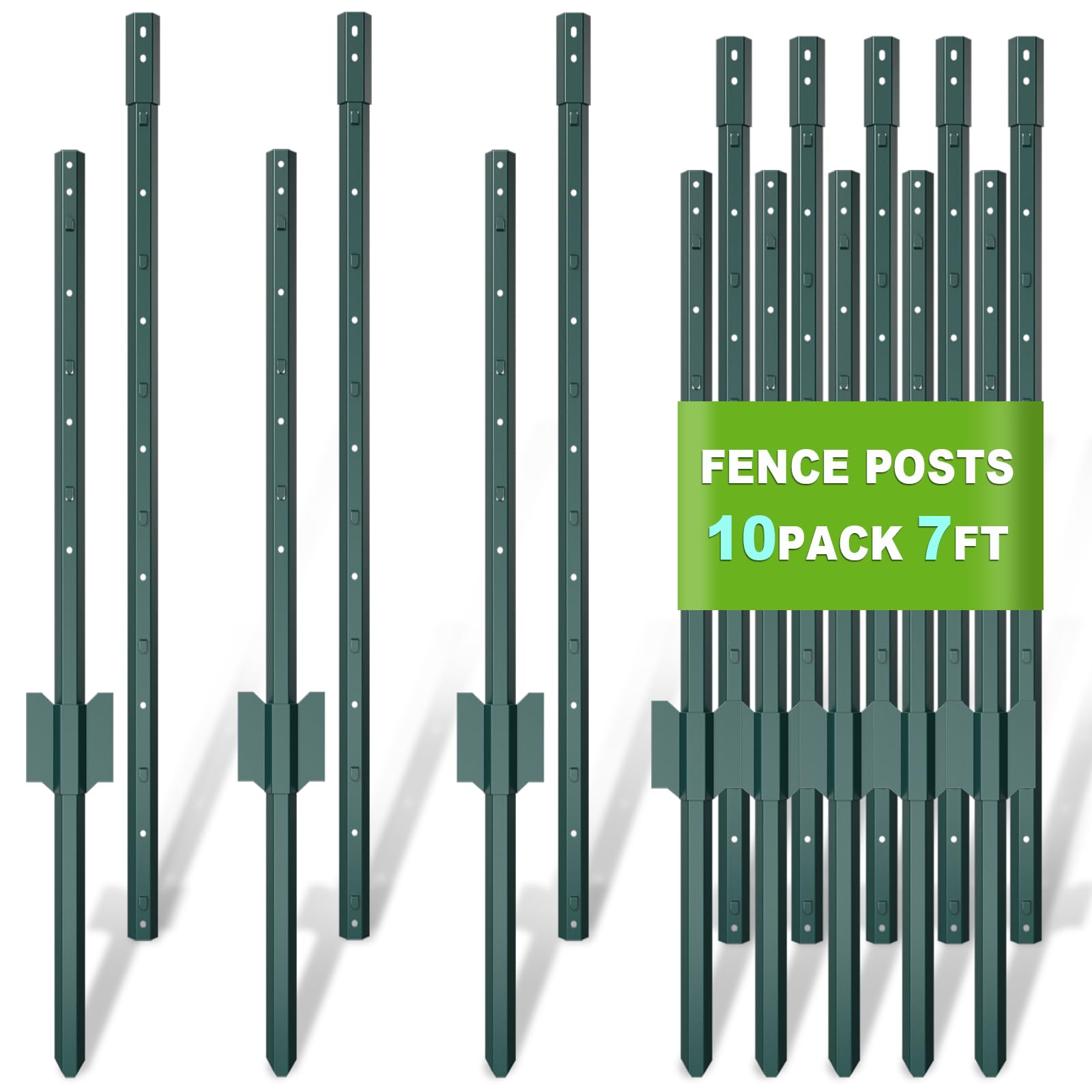 BAVNNRO 7FT Metal Fence Post 10 Pack