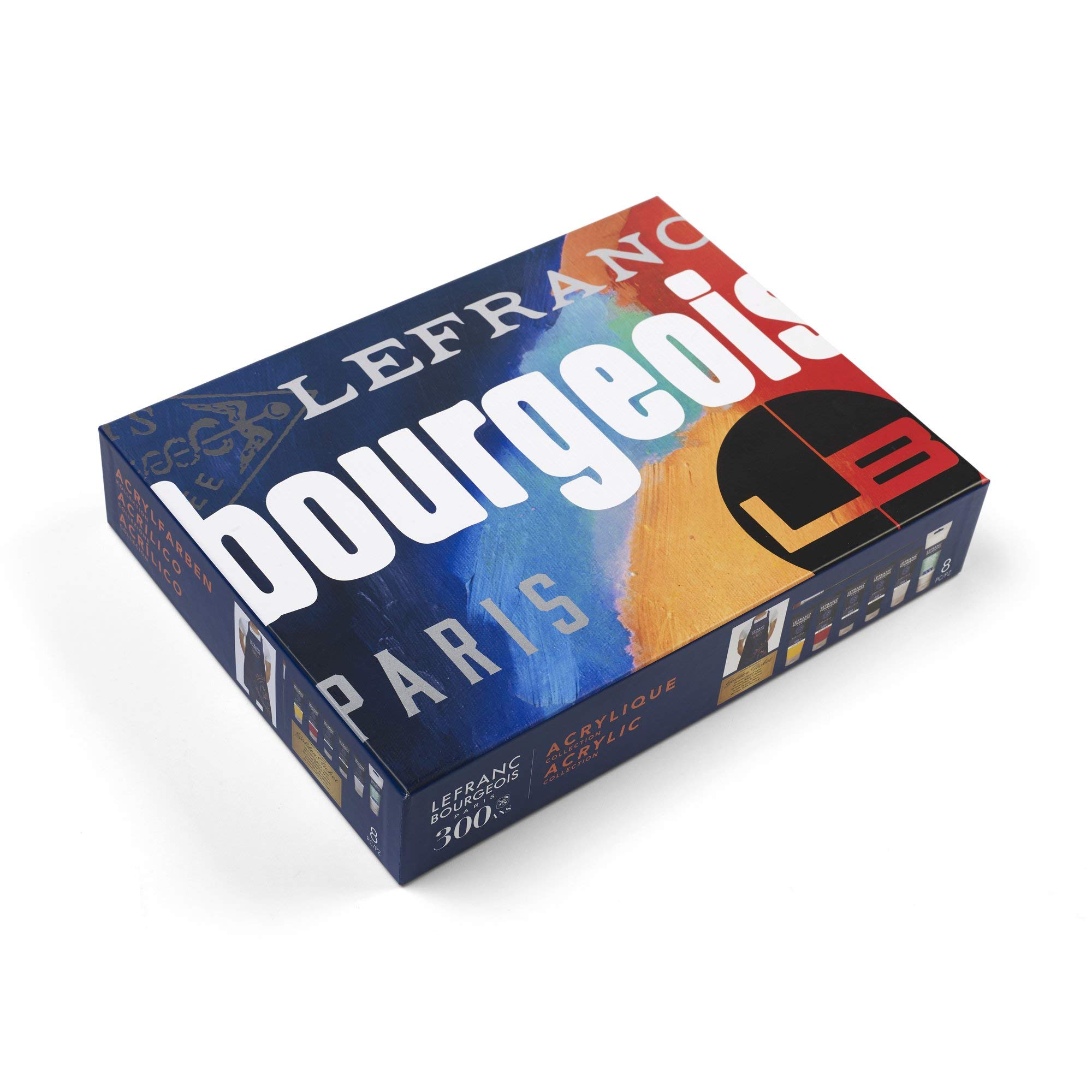 Lefranc Bourgeois Set de pintura acrílica, Multicolor, 5 tubos x80ml + 1 gel x 120 ml + 1 pincel + 1 delantal