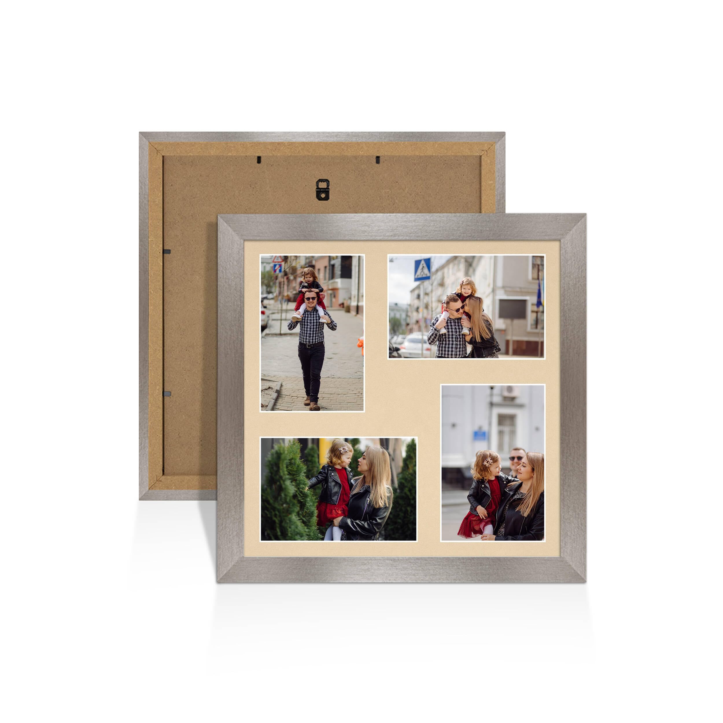 Alison Kingsgate Dark Oak 12x12 Photo frames for multiple pictures -4 Apertures Collage Frame with Ivory Mount - Holds (4x) 6x4 Photos - Engineered Wood & Perspex โ image 1