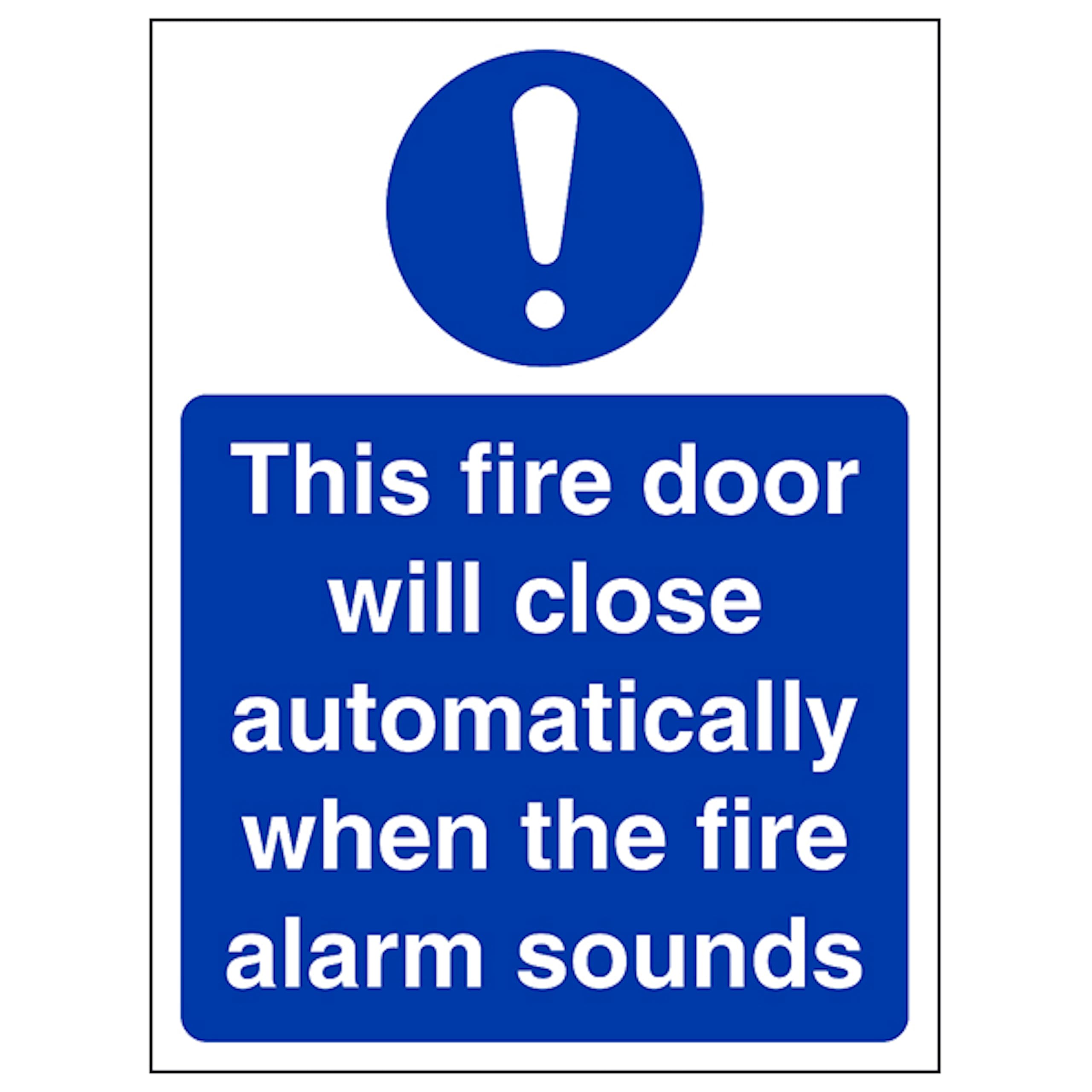 V Safety Fire Door Will Close Automatically - Portrait 150 x 200 mm - Self Adhesive Vinyl - Aluminium Effect Safety Sign