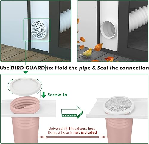Miniatura 3 de Forestchill Kit de puerta corrediza de aire acondicionado portátil para manguera de escape de 5 pulgadas de diámetro, kit de ventilación universal