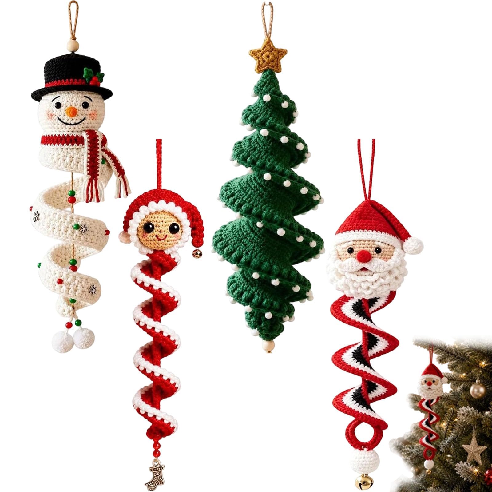 Decorazione A Spirale Con Pupazzo Di Neve All'uncinetto (4pcs)