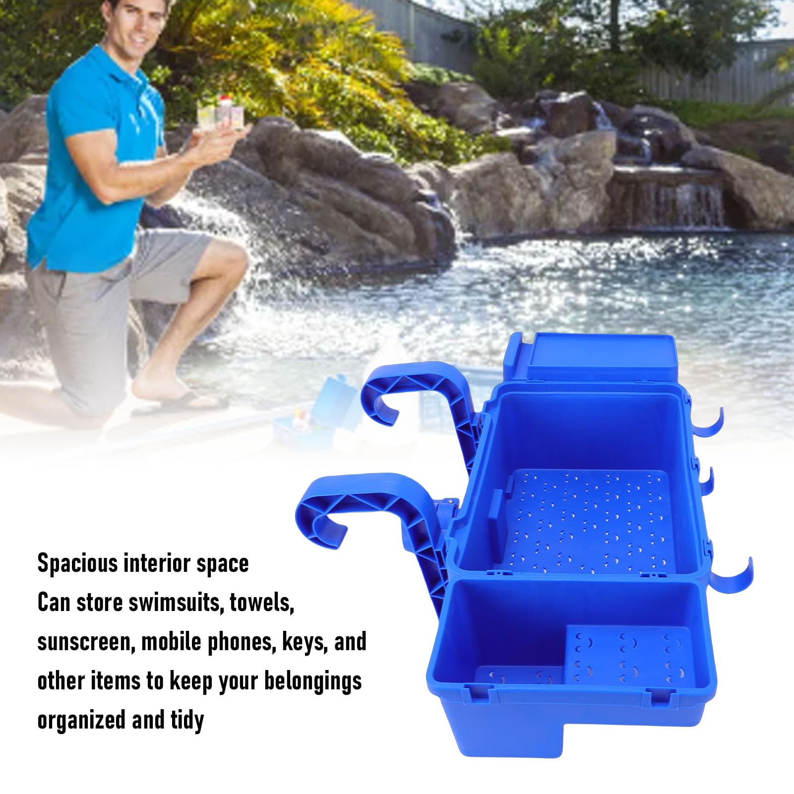 Cesta de Almacenamiento para Piscina, Cesta Colgante Desmontable para Piscina, Organizador para Toallas, Juguetes y bebidas.