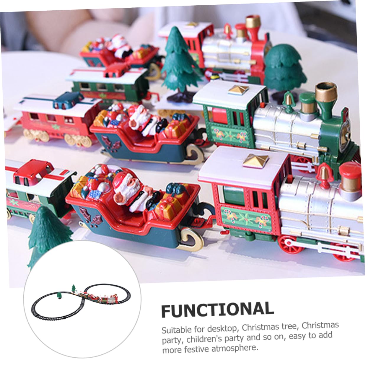 TOYANDONA Trenino Elettrico Natalizio in Plastica con Binari, Giocattolo Educativo per Ragazzo Ragazza, Promuove Creatività e Motricità Fine, Decorazione per Addobbo Festivo o Scrivania
