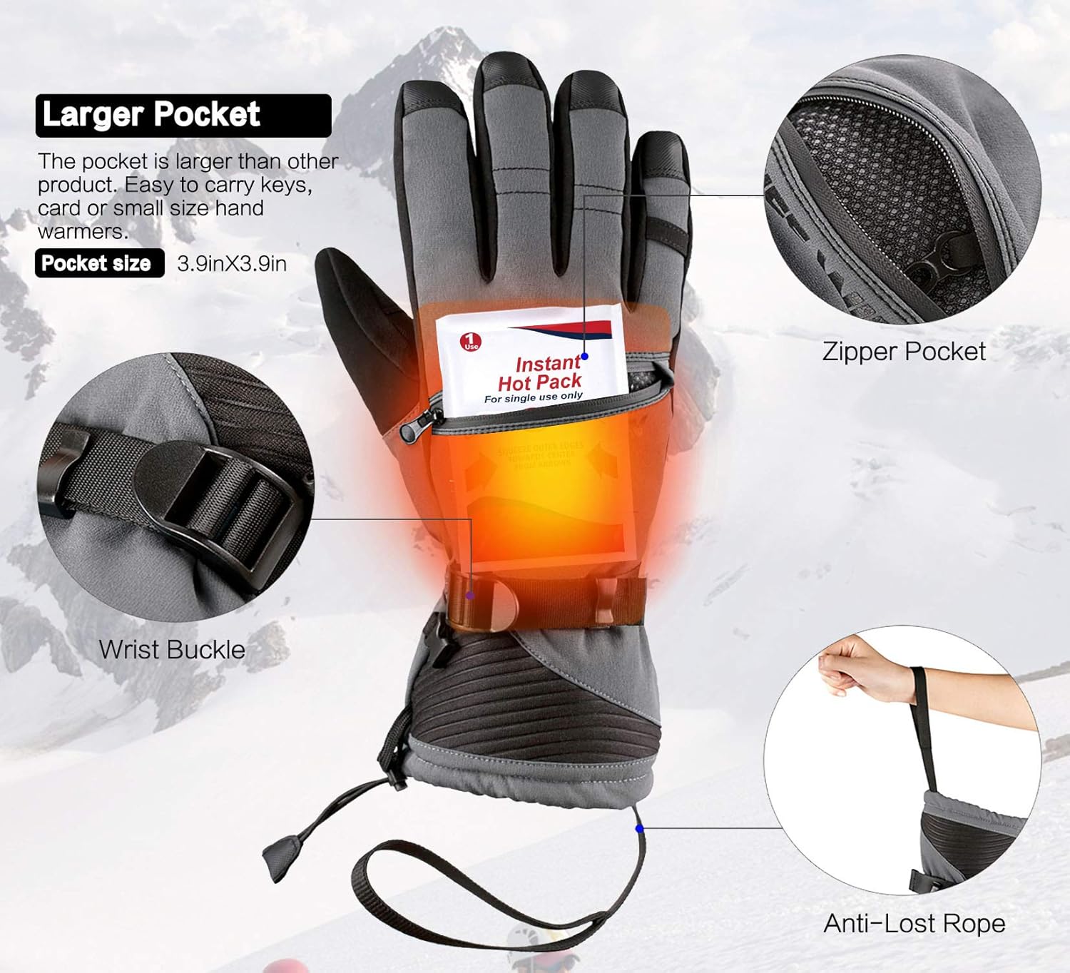 Windproof Winter Ski Gloves for Men Women Warm Winter Cold Weather Gloves for Outdoor Sports Skiing Snowboarding Shoveling Snow XS : Clothing, Shoes & Jewelry
