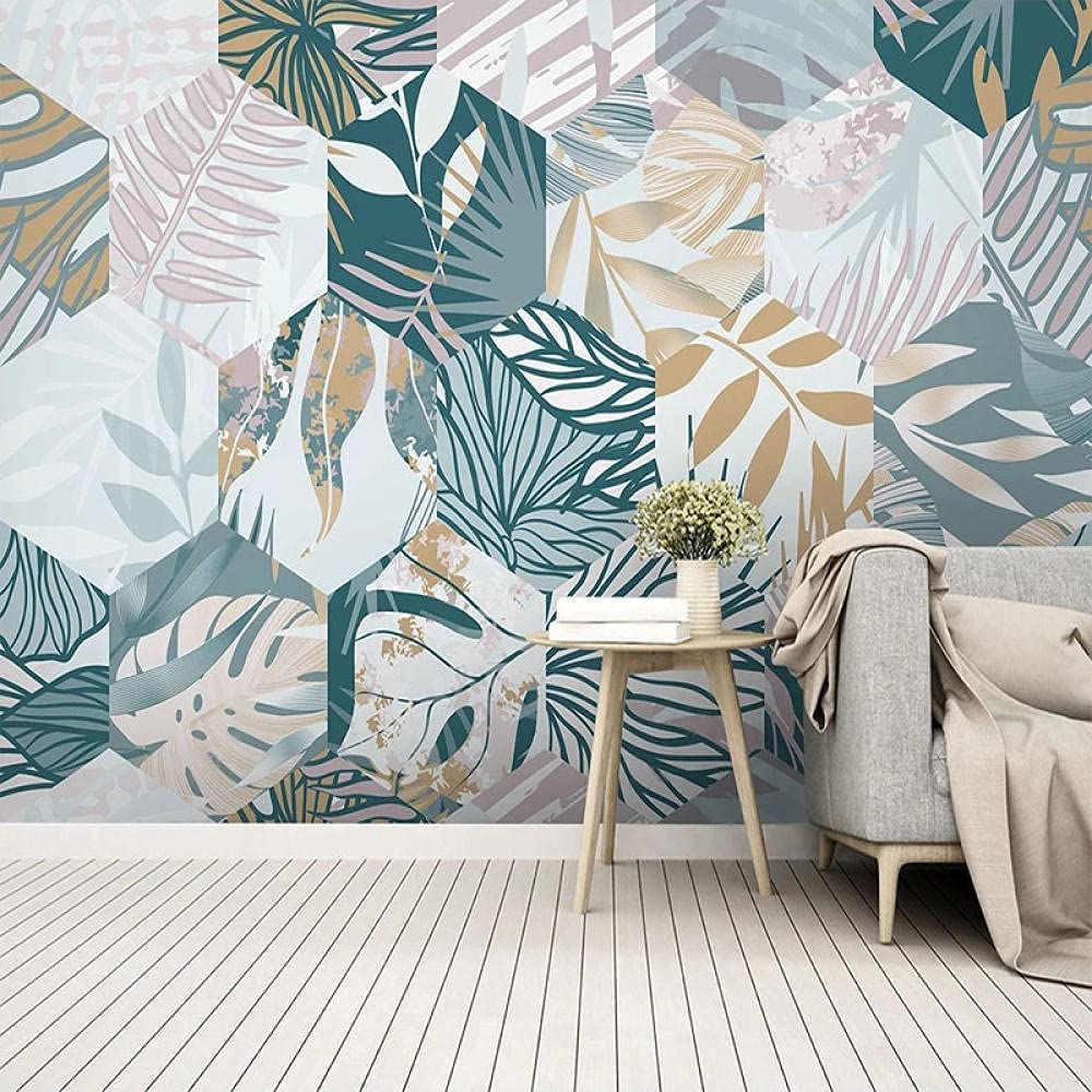 3D Personalizado Gran Pegatina De La Pared Hojas De Plantas Tropicales Papel Pintado Mural Respetuoso Con El Medio Ambiente Resistente A Las Manchas Sala De Estar Oficina Hotel 200(ancho)x150(alto) cm