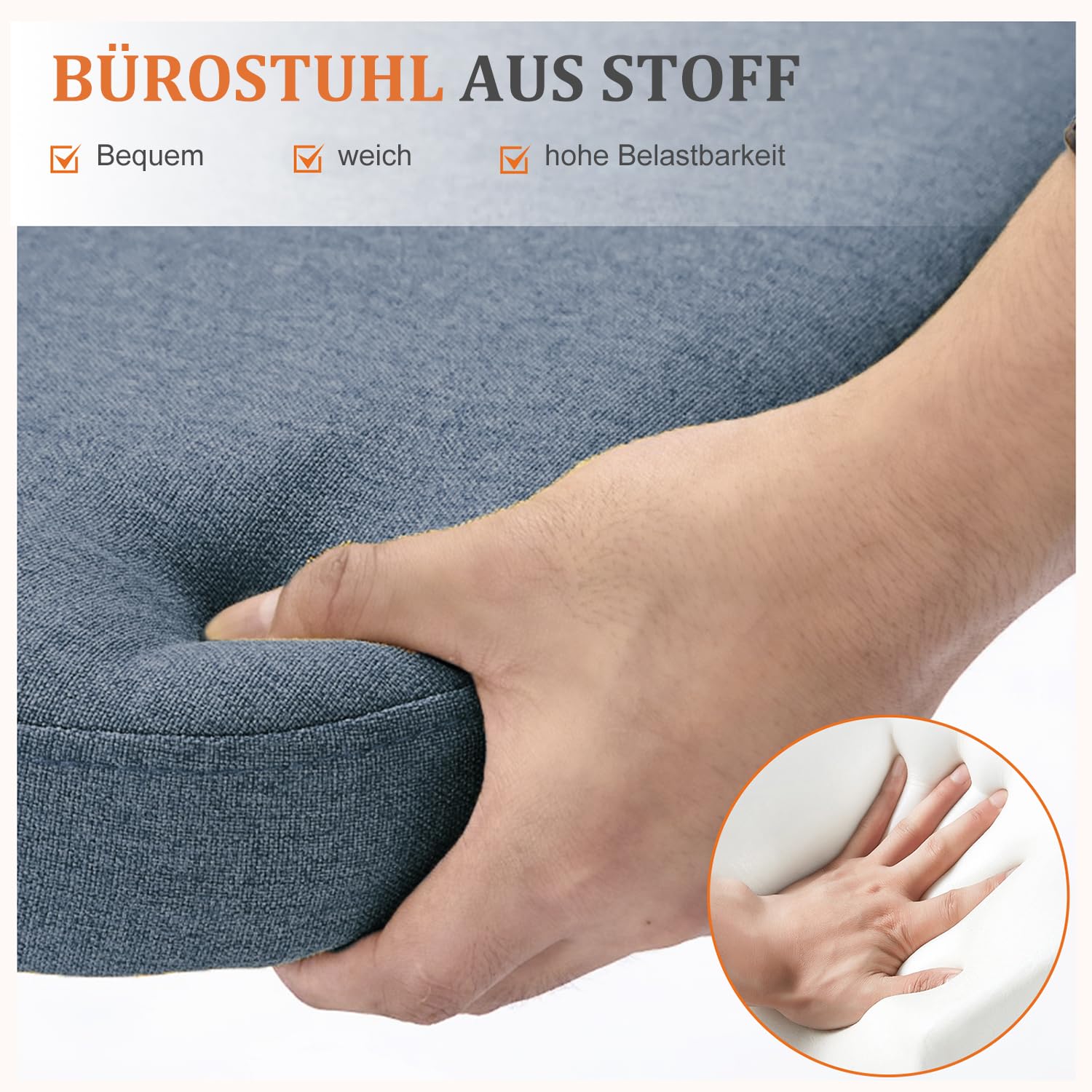DUMOS Armloze bureaustoel voor thuiskantoor, ergonomisch