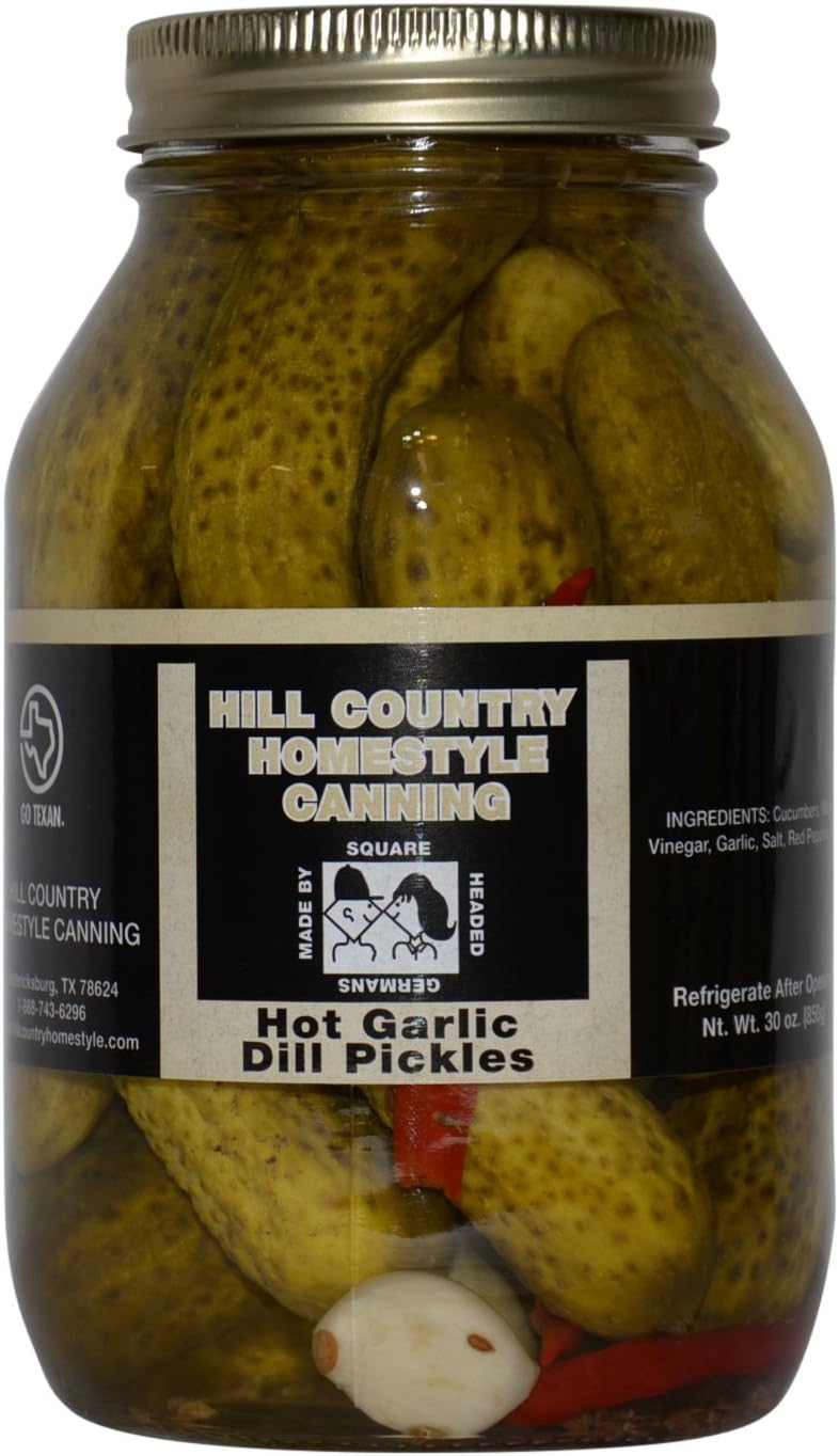 Bluebonnet Creek Farms Texas Hill Country Hot Garlic Dill Pickles 32 oz