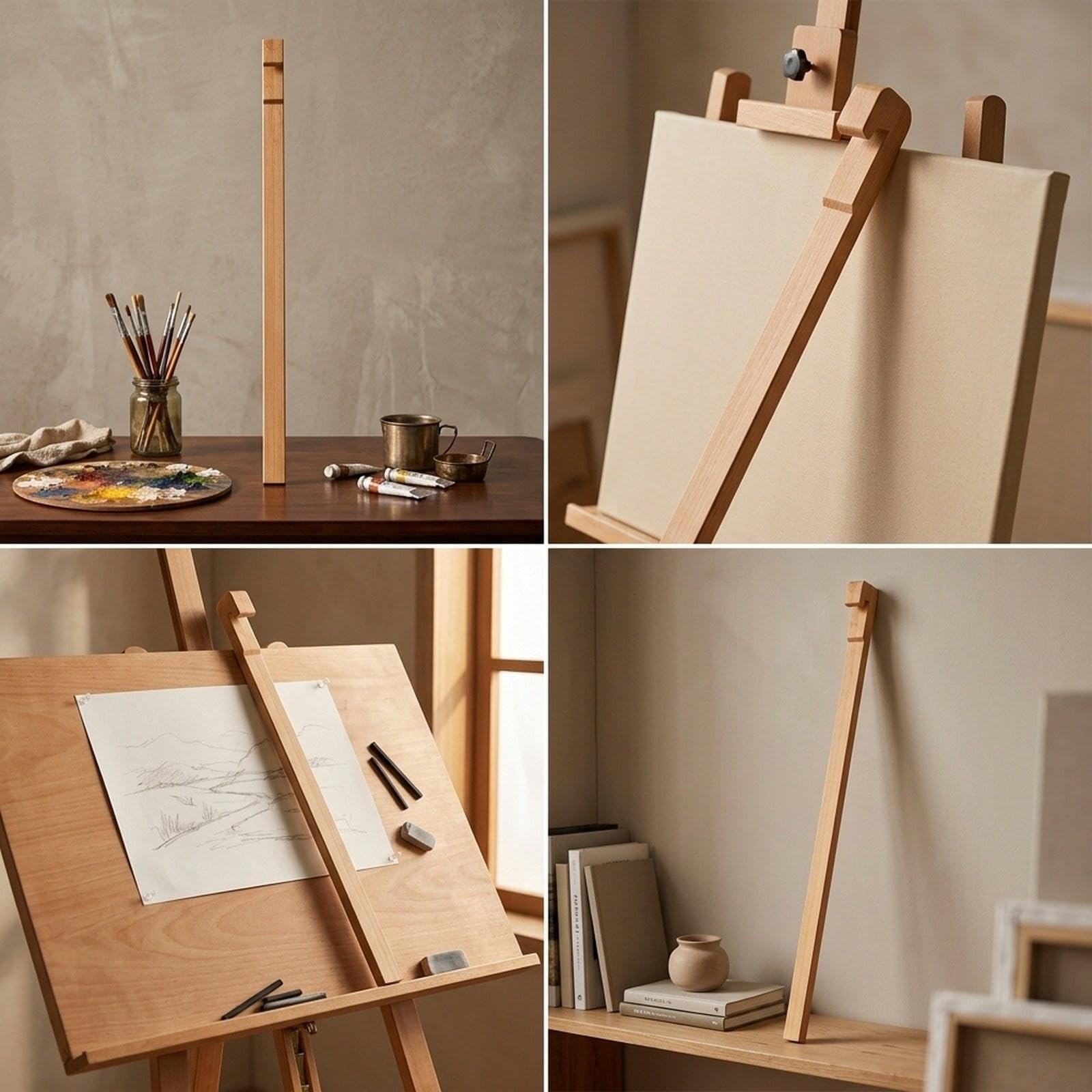 Soporte de Mano de Madera para Pintor, Varilla de Apoyo para Dibujo con Construcción de Madera Confiable Y Gancho Innovador, Adecuado para Pintura Al