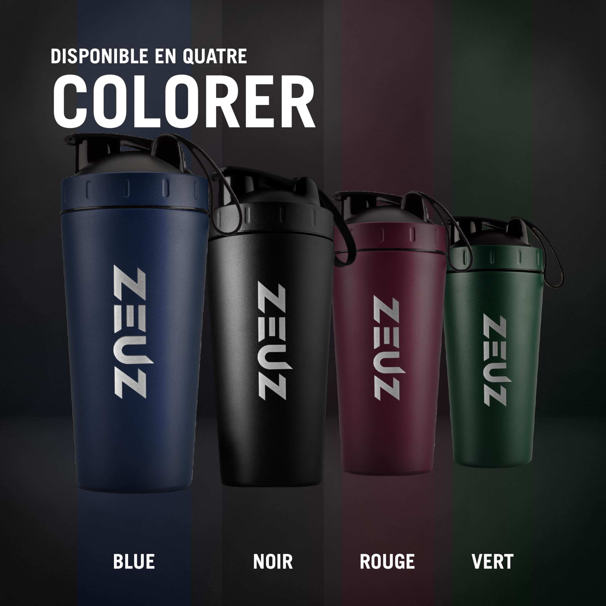 ZEUZ® Tasse à Shake en acier inoxydable de qualité supérieure – Shake Tasse - Sans BPA - 700 ml (Bleu marine)