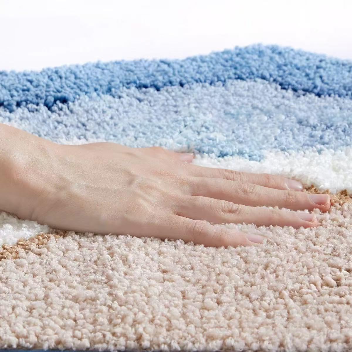 Alfombra de baño azul con diseño de olas oceánicas, antideslizante, lavable, para dormitorio, baño, pasillo, decoración del hogar, tapete de interior para ducha (A, 0,5 x 0,8 m)