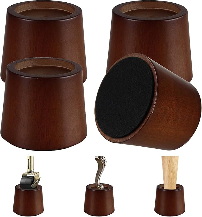 KOIKEY Wooden Furniture Bed Risers 3 Inch Circle Heavy
