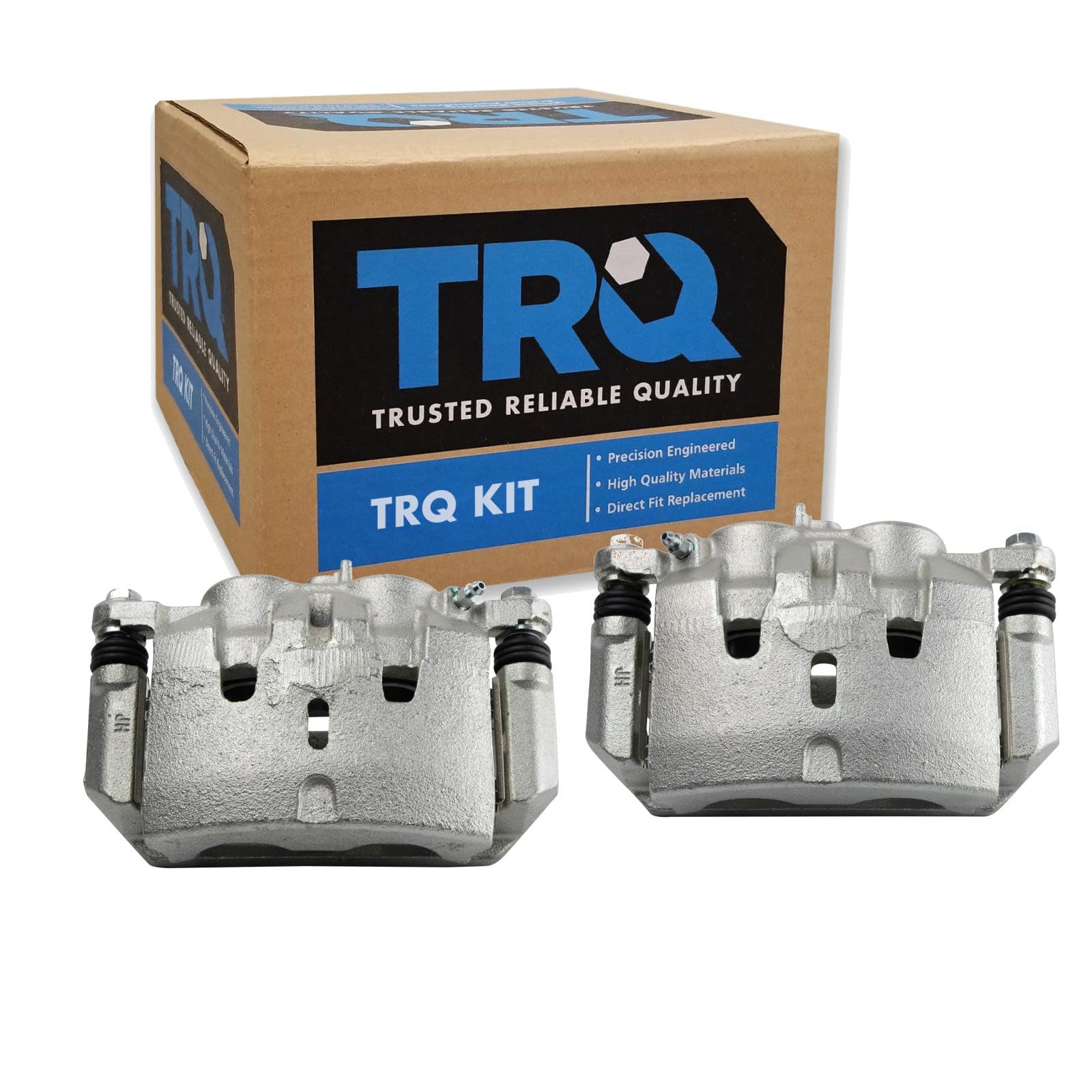 TRQ Front Brake Caliper Set Zinc Coated Brackets Hardware Compatible with 2009-2015 Honda Pilot
