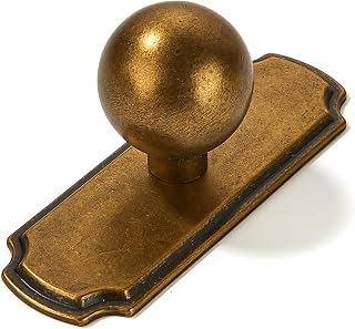 Round Antique English Brass Cabinet Knob with Backplate - 250+287, 1 in (25 mm) · Zinc Alloy · 10-Pack