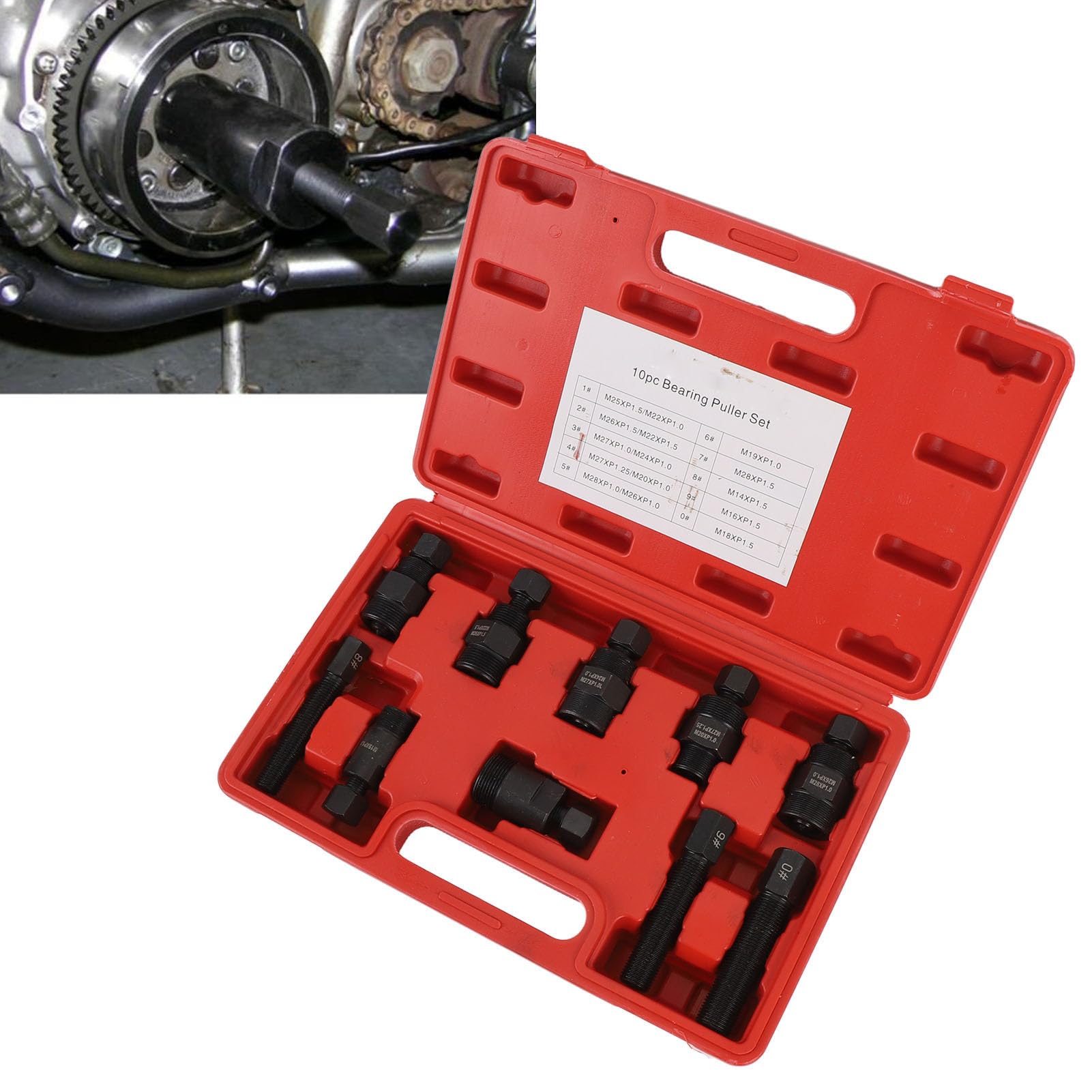 Alomejor Juego de Extractor de Volante de Motocicleta, Kit de Extractor de Motor Resistente para Scooter ATV, Material de Acero Al Carbono, 10 Uds.
