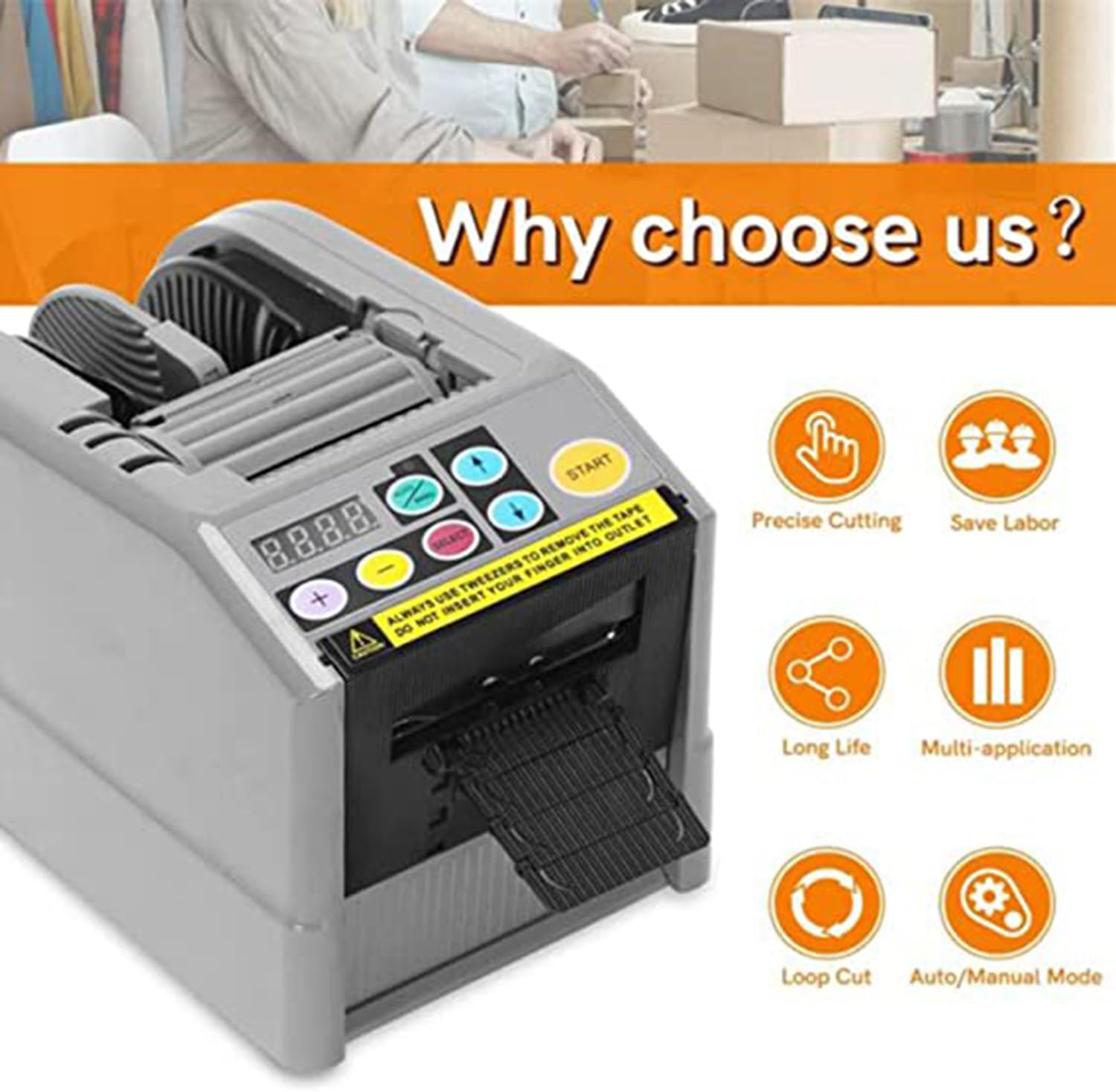 Dispensador automático de Cinta eléctrica, dispensador automático de Cinta, máquina empacadora cortadora de Pegamento, para Cinta de Doble Cara de 6-60 mm/Tela de Vidrio/Papel de Aluminio