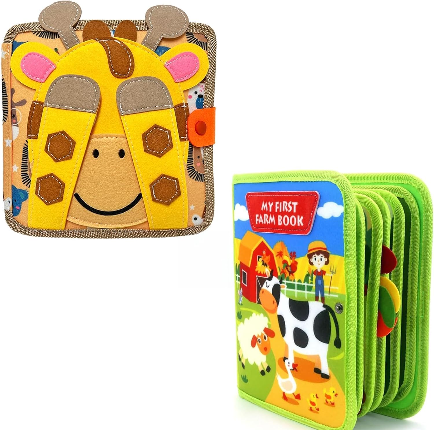 Cobelae Montessori Busy Book for Toddlers 1-3 + Farm Quiet Book Fort Toddlers 1-6,Preschool Learning Activities Educational Sensory Travel Toy for Kids Gifts