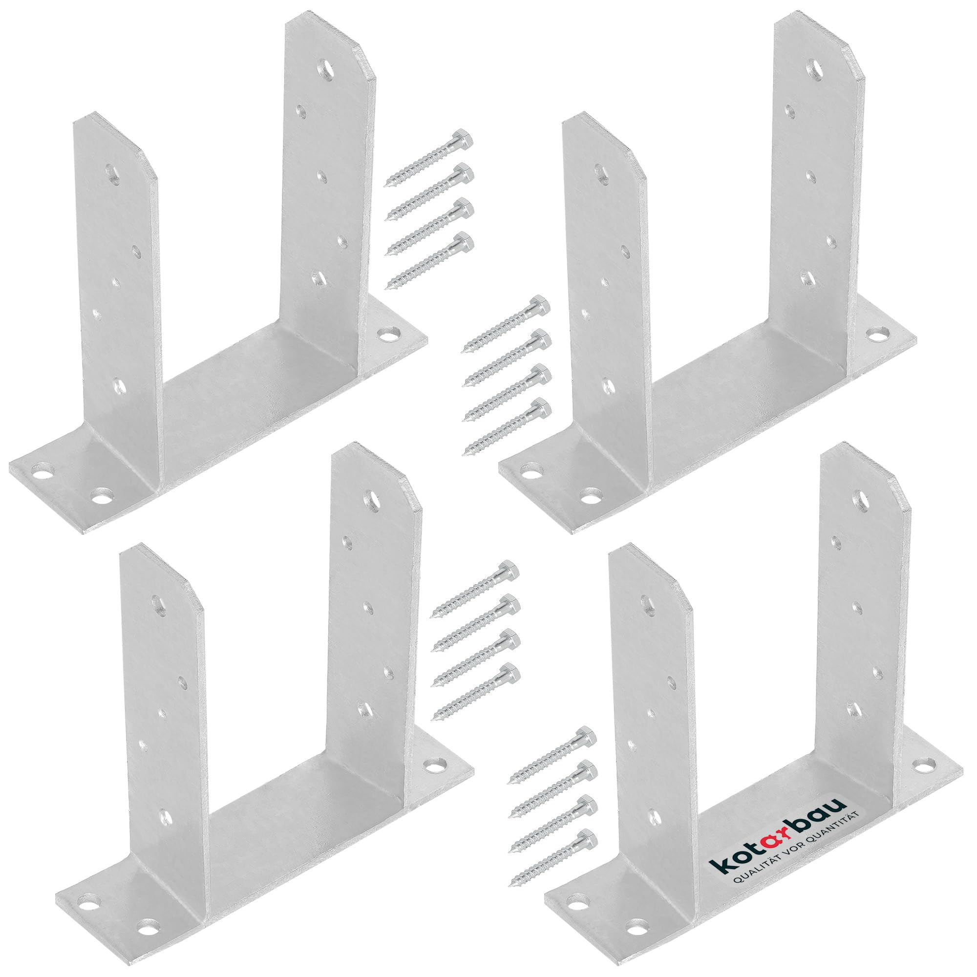 KOTARBAU® 4 pcs Fence Post Support, Post Base, TT, Galvanised Steel, 90 mm (3.54 in), Silver, Heavy Duty, Bolt Down Support