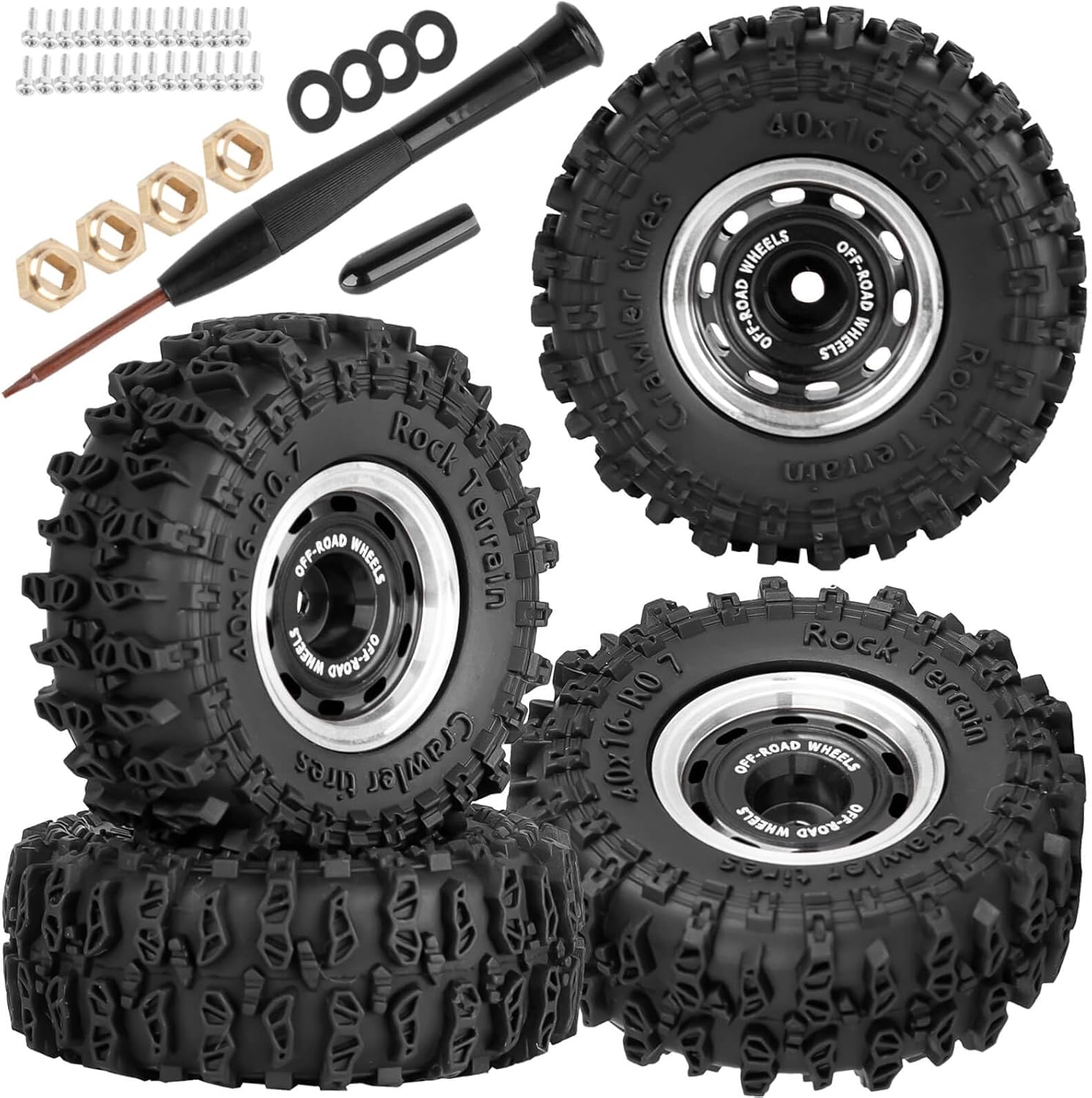 for 1/32 1/30 Axia 1 SCX30 Red cat Ascent-32,Aluminum 0.7 Beadlock Wheel Tires Hub Rim 4PCS 0.7” Beadlock Heavy Duty Rim RC Wheel RC Tires,Black