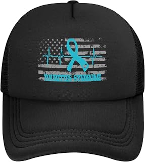 Adjustable Tourettes Syndrome Awareness Heartbeat Hat Classic Mesh Baseball Cap for Men and Women Black