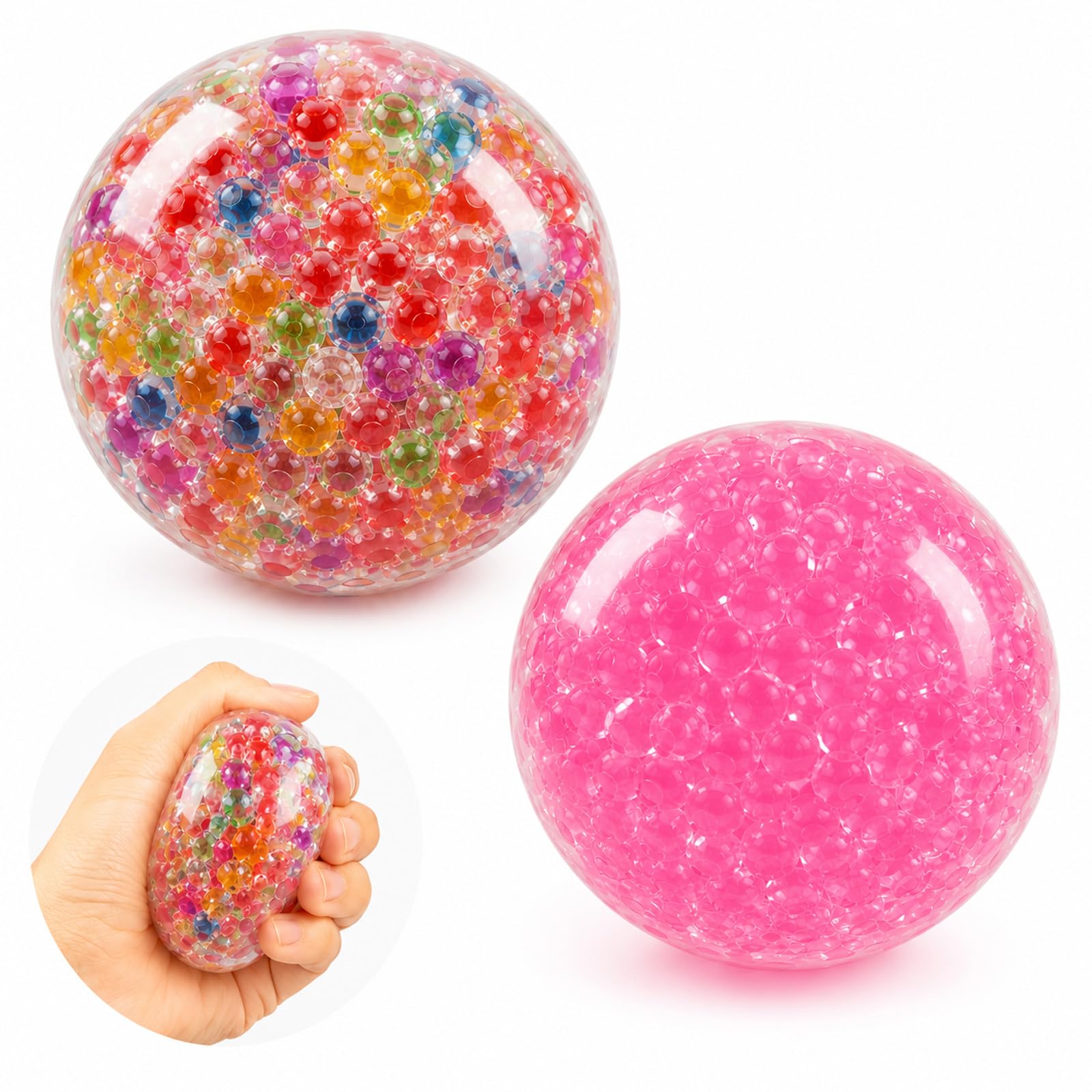 2 PCS Crunchy Squishy, Fun Squeeze Toys, Ideal for Office Workers and Home Relaxers, in Pink and Colorful