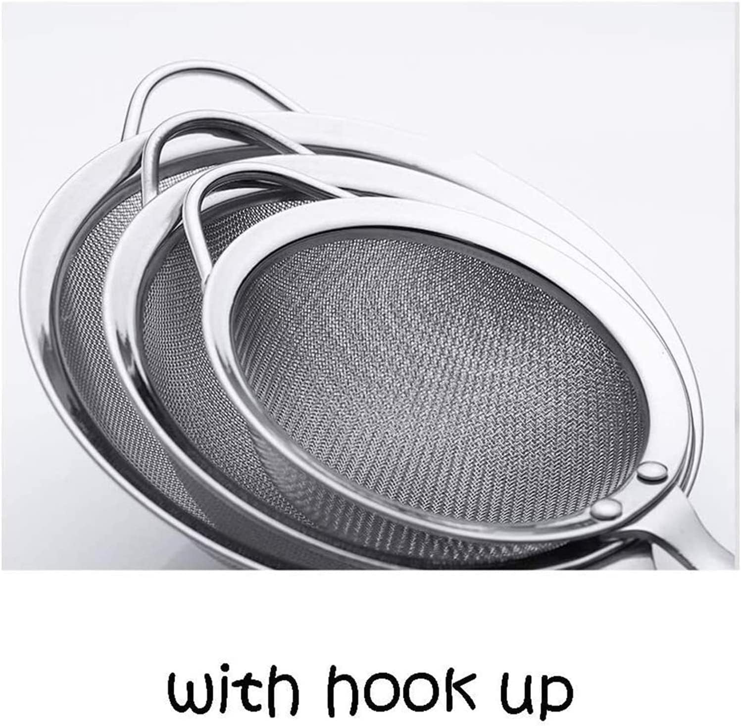 Fine Strainer fine mesh Stainless Steel Strainer Kitchen Strainer with Non-Slip Handle Kitchen Spoon (Size : S)