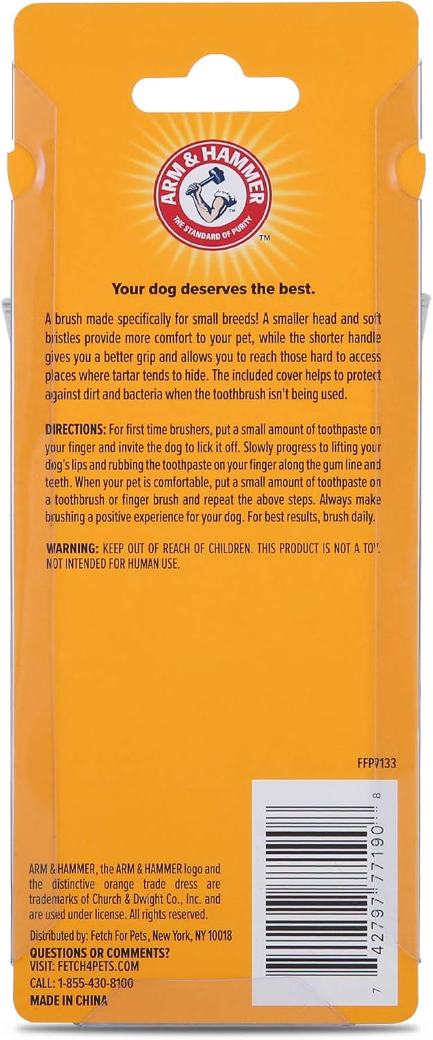 Arm & Hammer for Pets Dental Toothbrush & Cover for Small Dogs | Best Toothbrush with Cover for Small Dog Breeds | Easy to Use and Convenient Dog Toothbrush : Pet Supplies