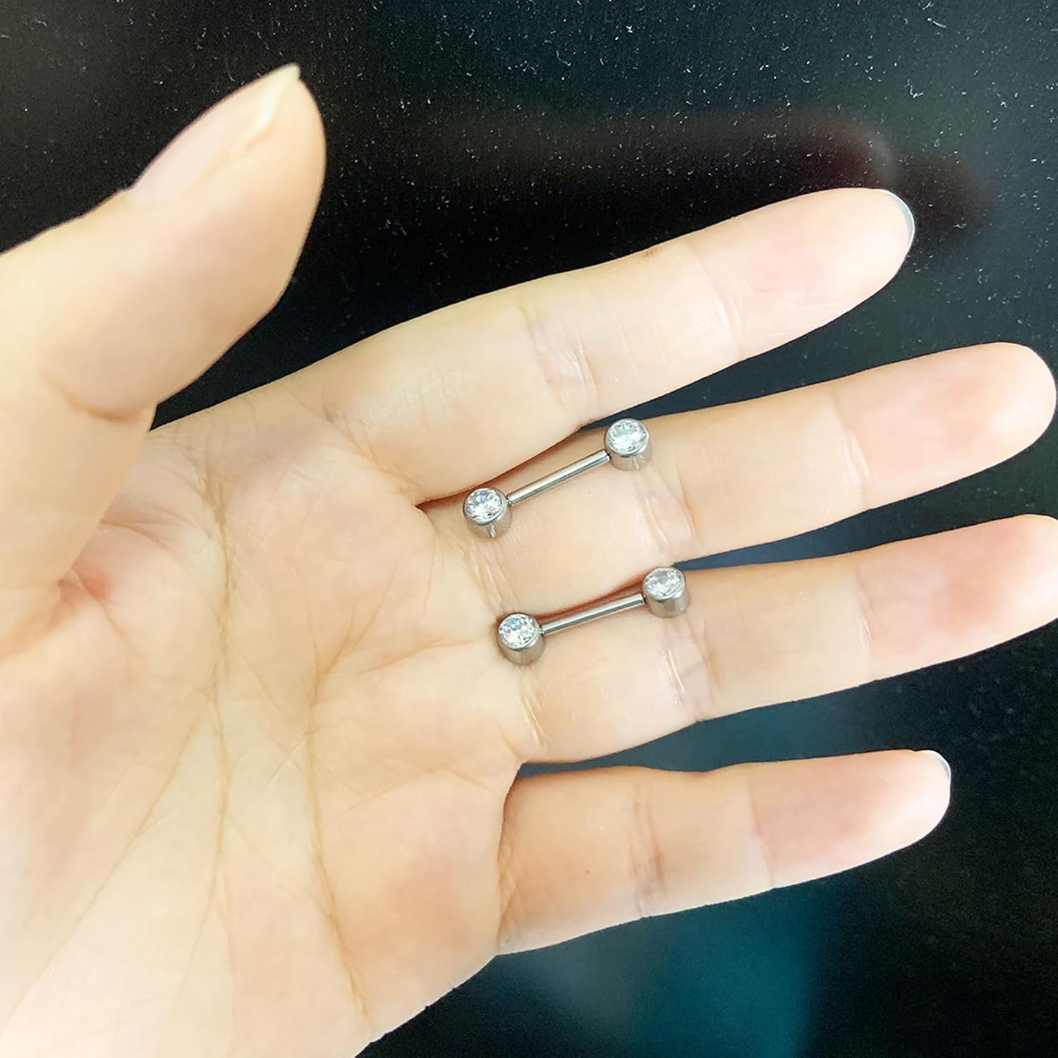 1pcs/2pcs G23 Titanium 4mm/5mm CZ Nipple Rings Tongue Rings 14G Straight Cubic Zirconia Barbells Piercing Jewelry Barbell Eyebrow Press Fit Threadless Push Pop Tongue Piercing 12mm/14mm/16mm