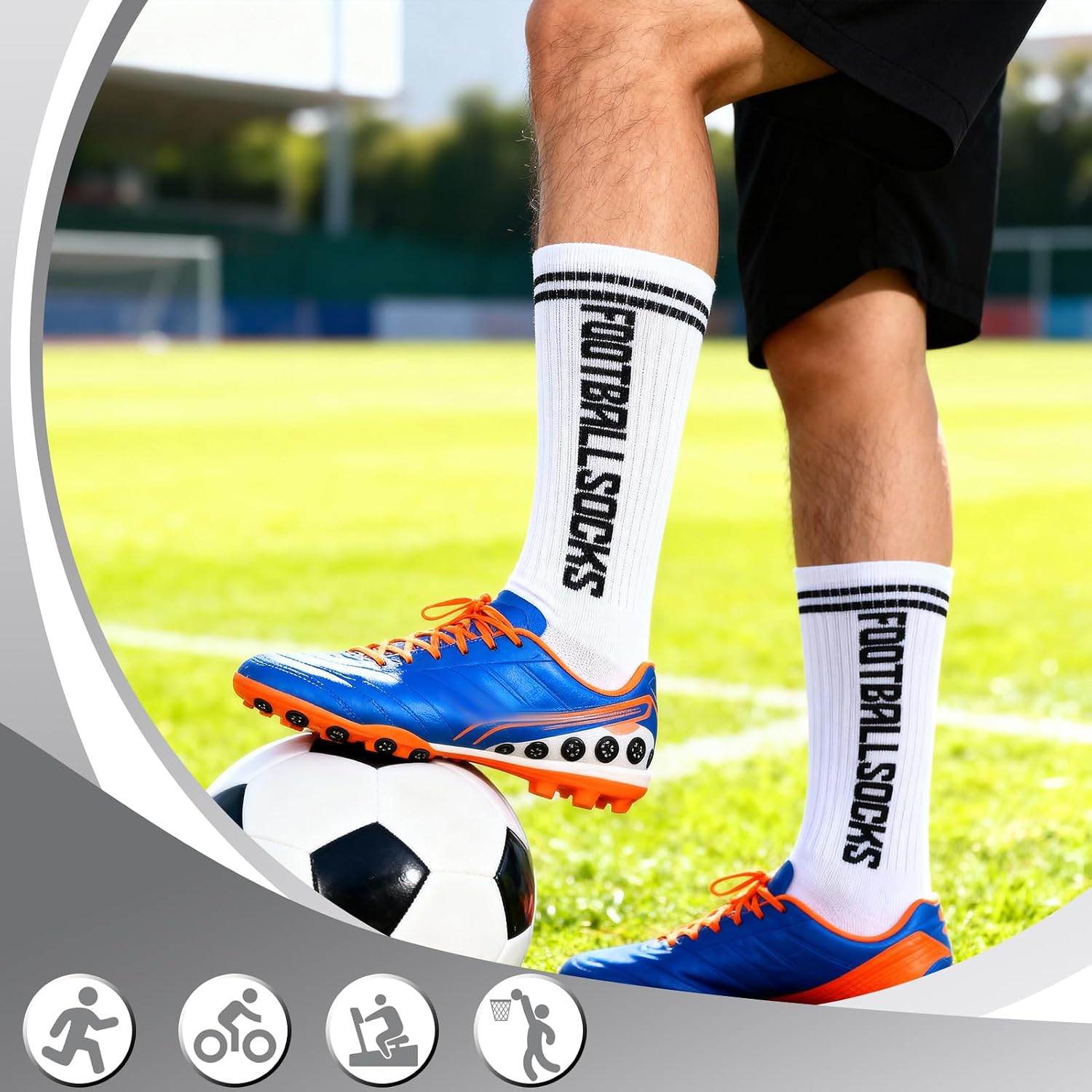 6 Pairs Non Slip Soccer Socks Stripe Anti Slip Football Baseball Athletic Soccer Socks for Men Women