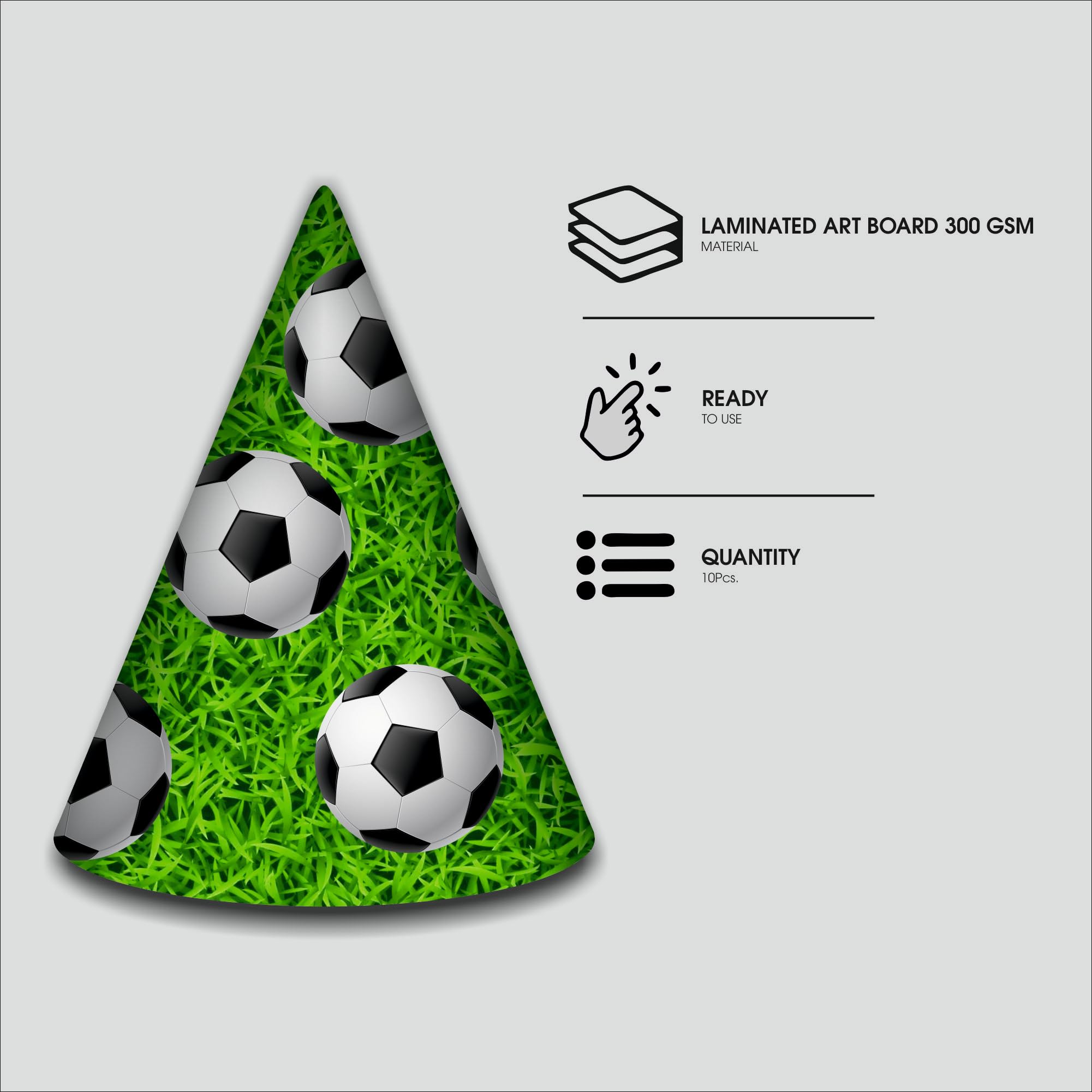 Party Baazaar Soccer Birthday Cap for Kids | Football Theme Party Hat for Boys | Sports Party Decoration (Pack of 10) 1